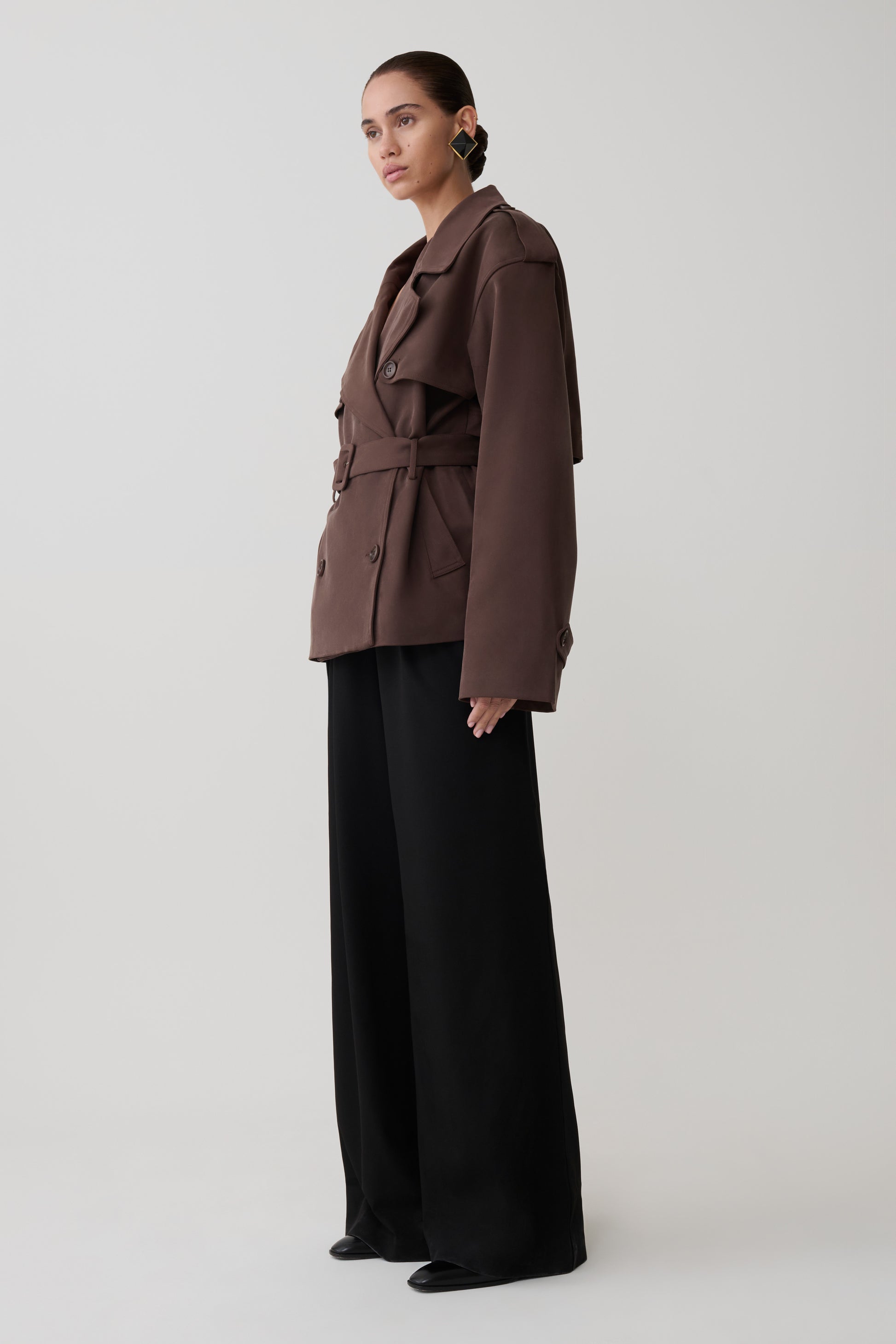 Alden Short Trench Jacket - Chocolate #6