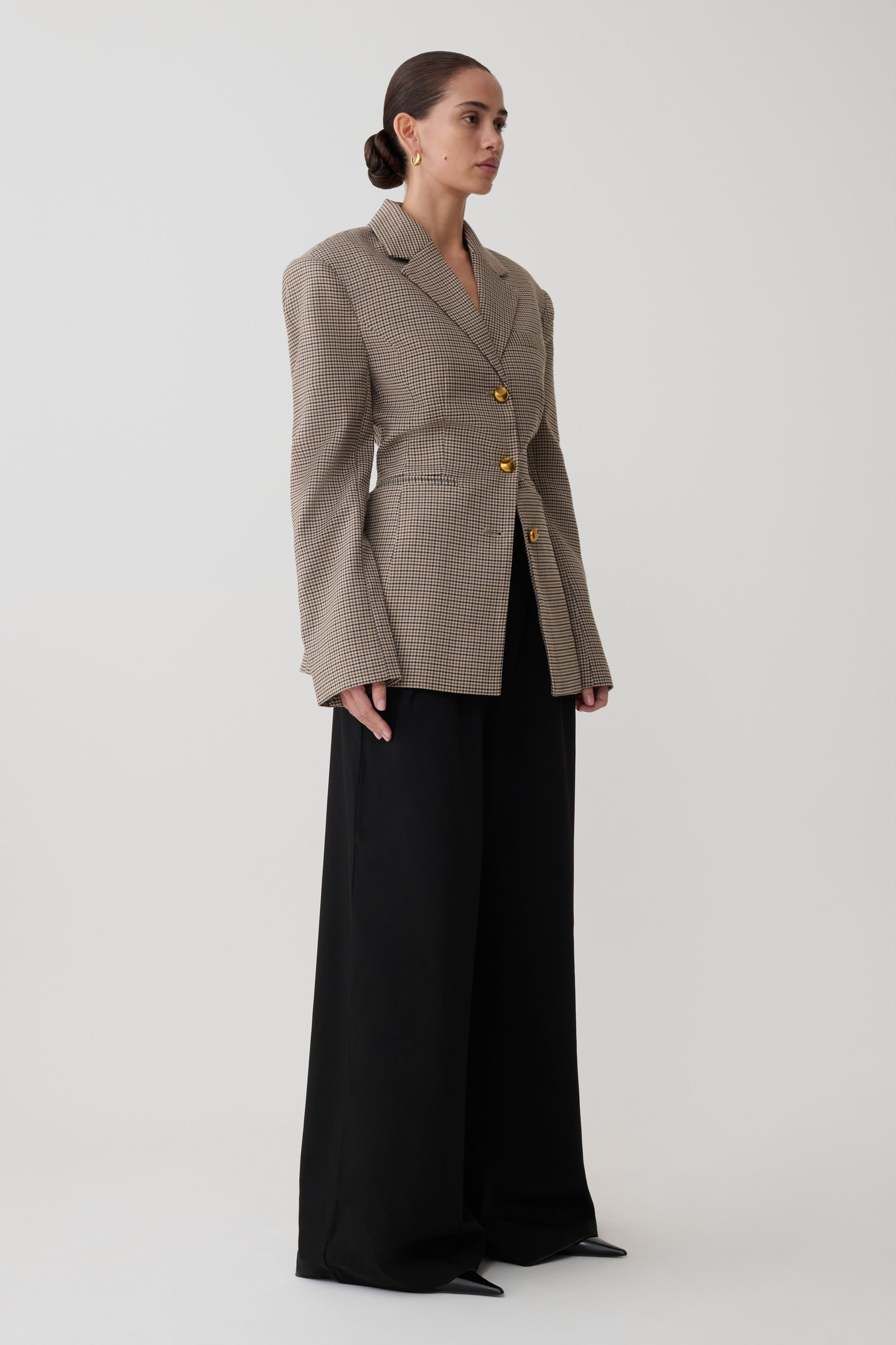Mila Shaped Blazer - Tan Check #4