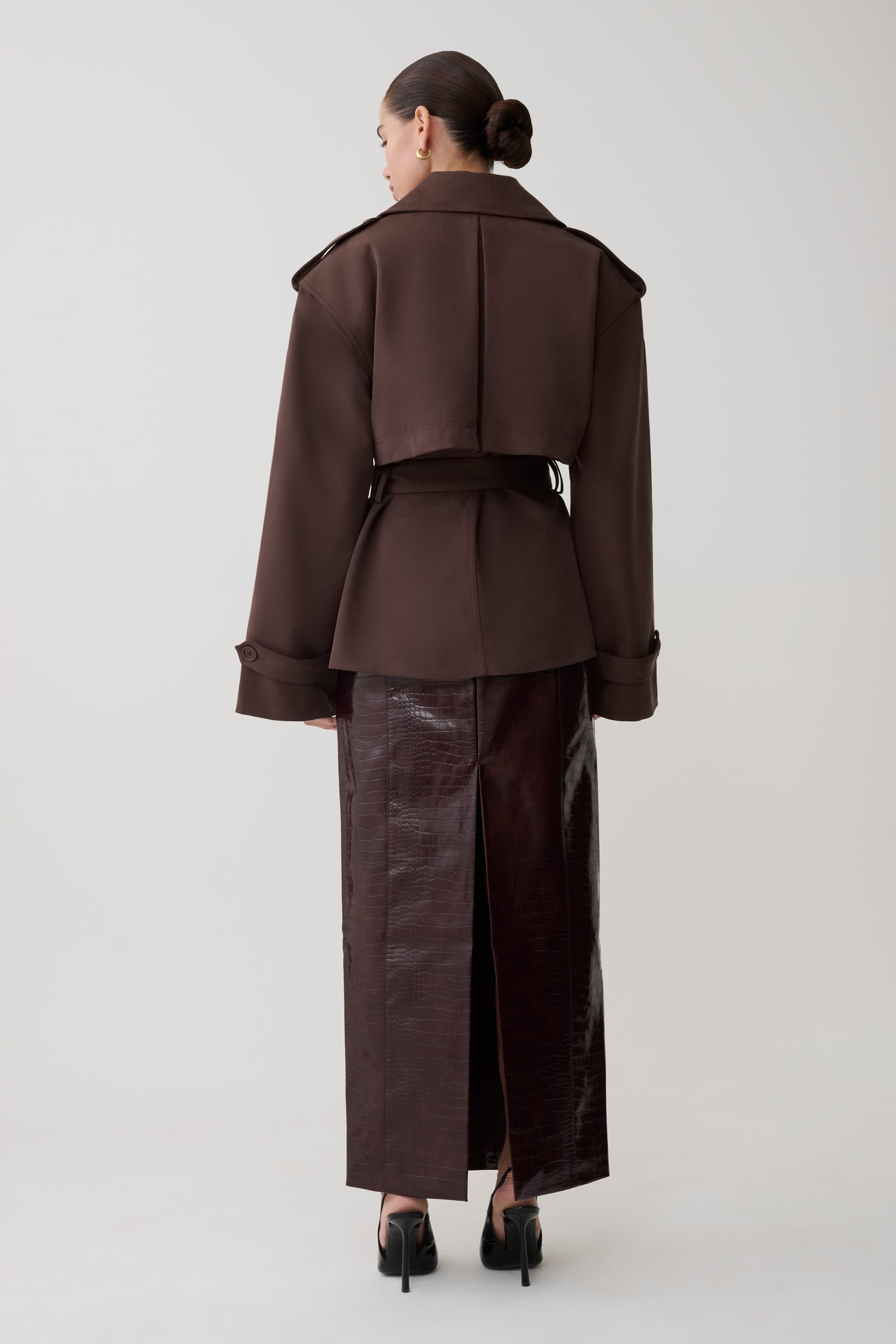 Alden Short Trench Jacket - Chocolate #8