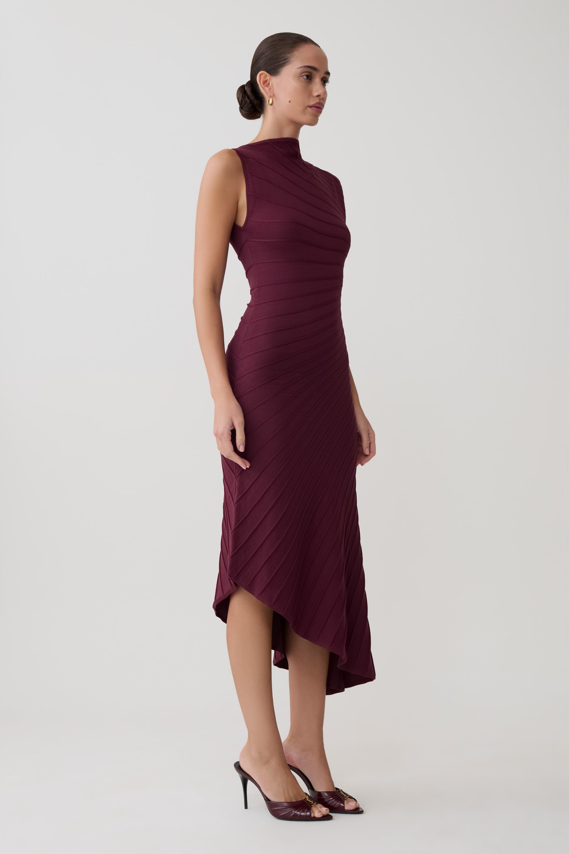 Milasandra Pleated Knit Dress - Plum #8
