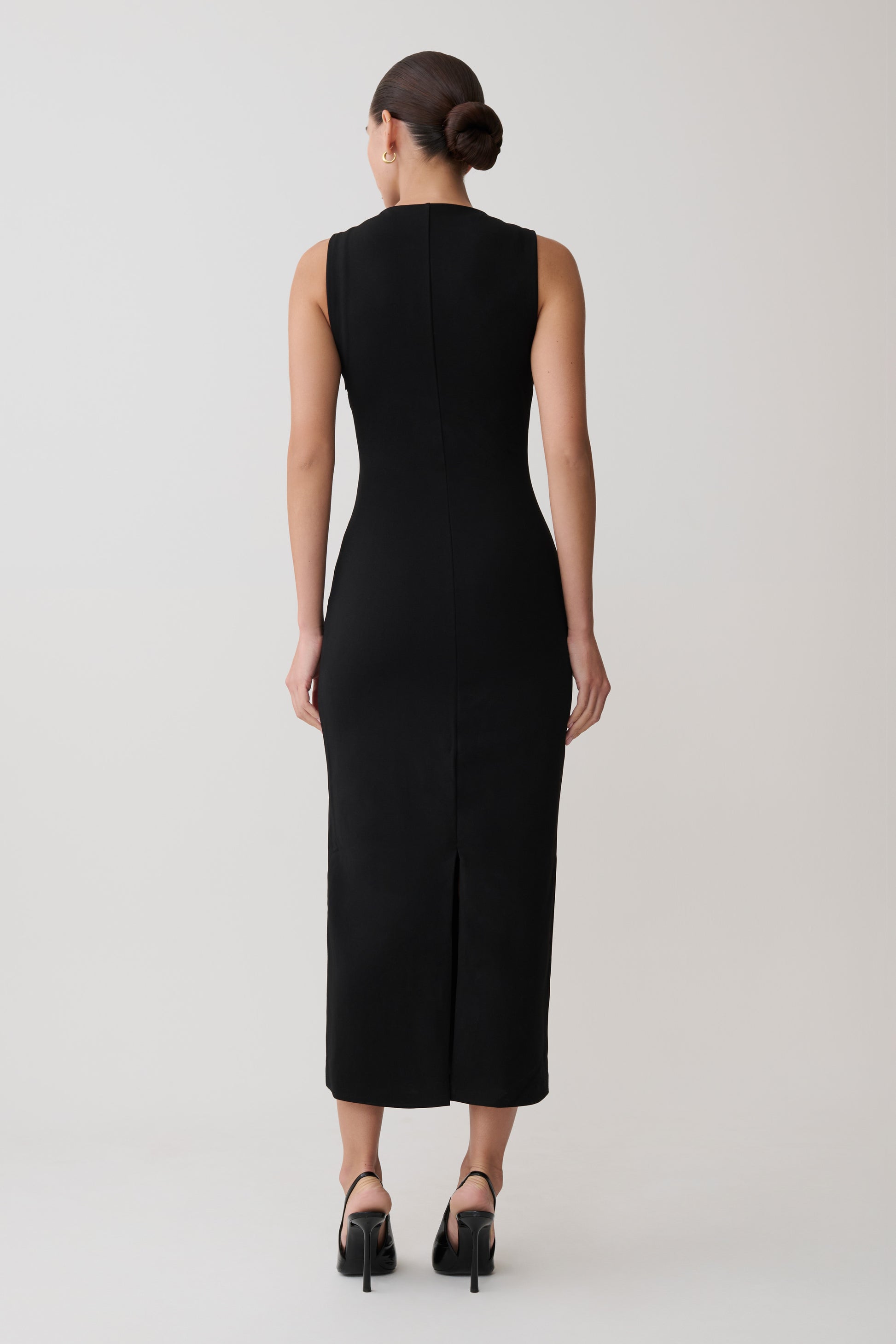 Norah Sleeveless Crepe Midi Dress - Black #2