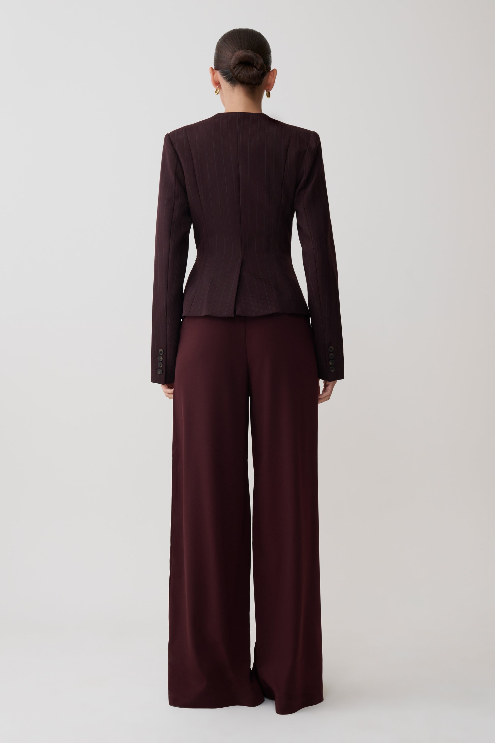 Agatha Square Neck Blazer - Plum Pinstripe #6
