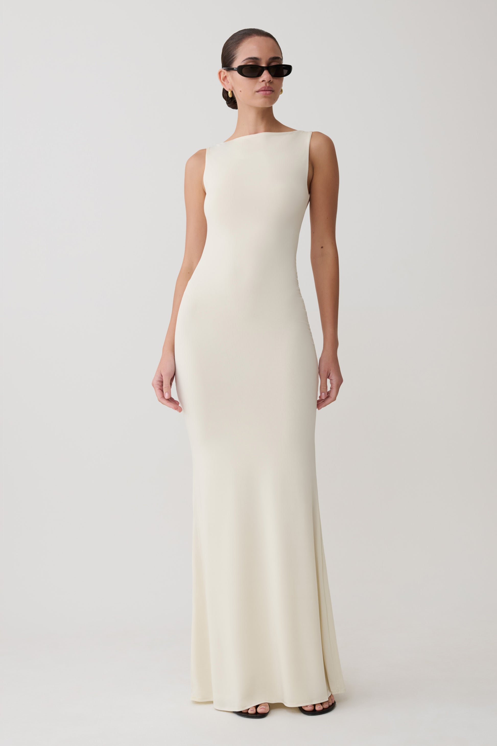 Tarna Sleeveless Slinky Maxi Dress - Bone #4