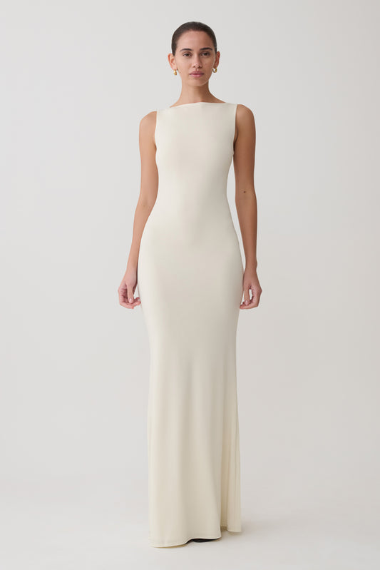 Tarna Sleeveless Slinky Maxi Dress - Bone