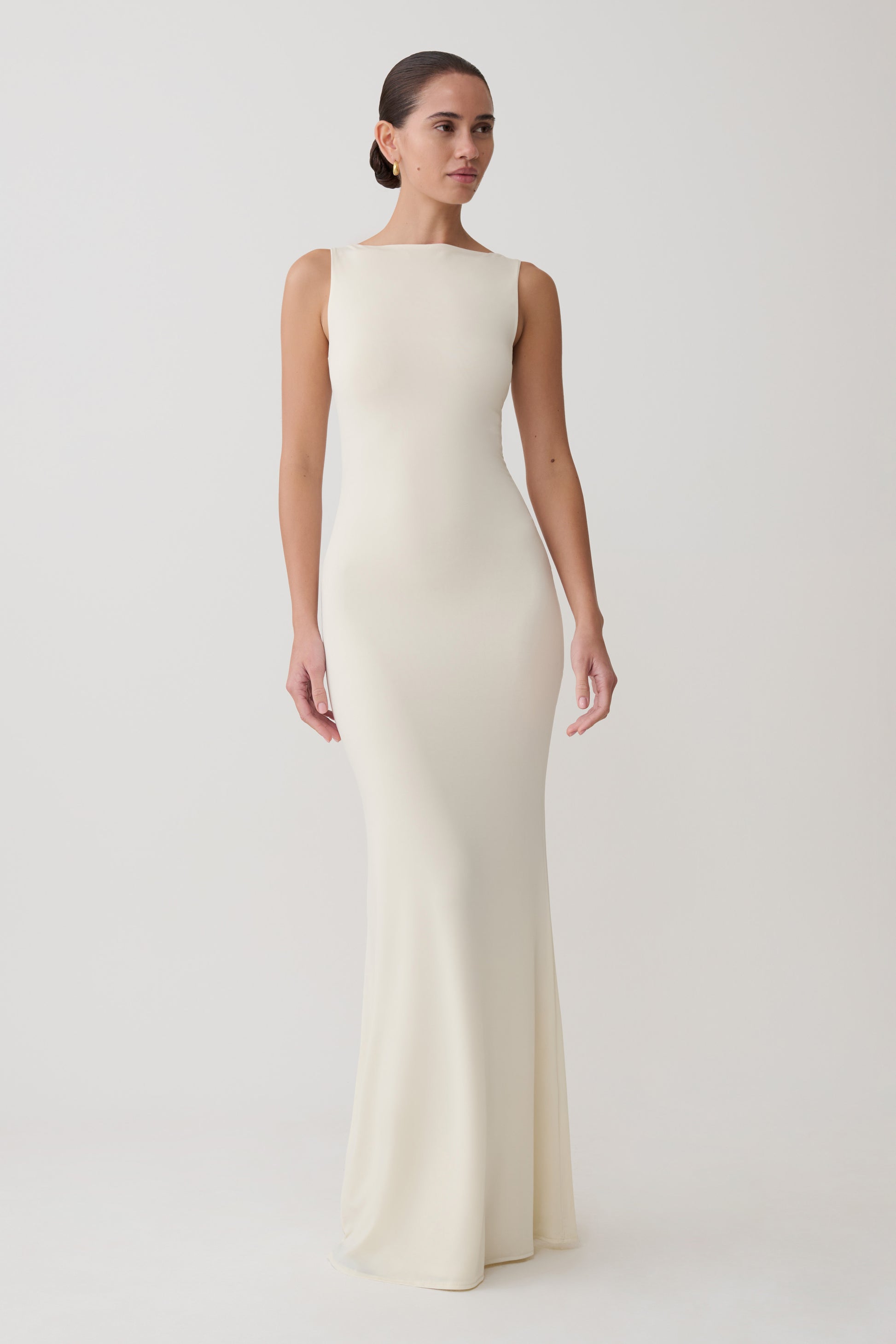 Tarna Sleeveless Slinky Maxi Dress - Bone #5