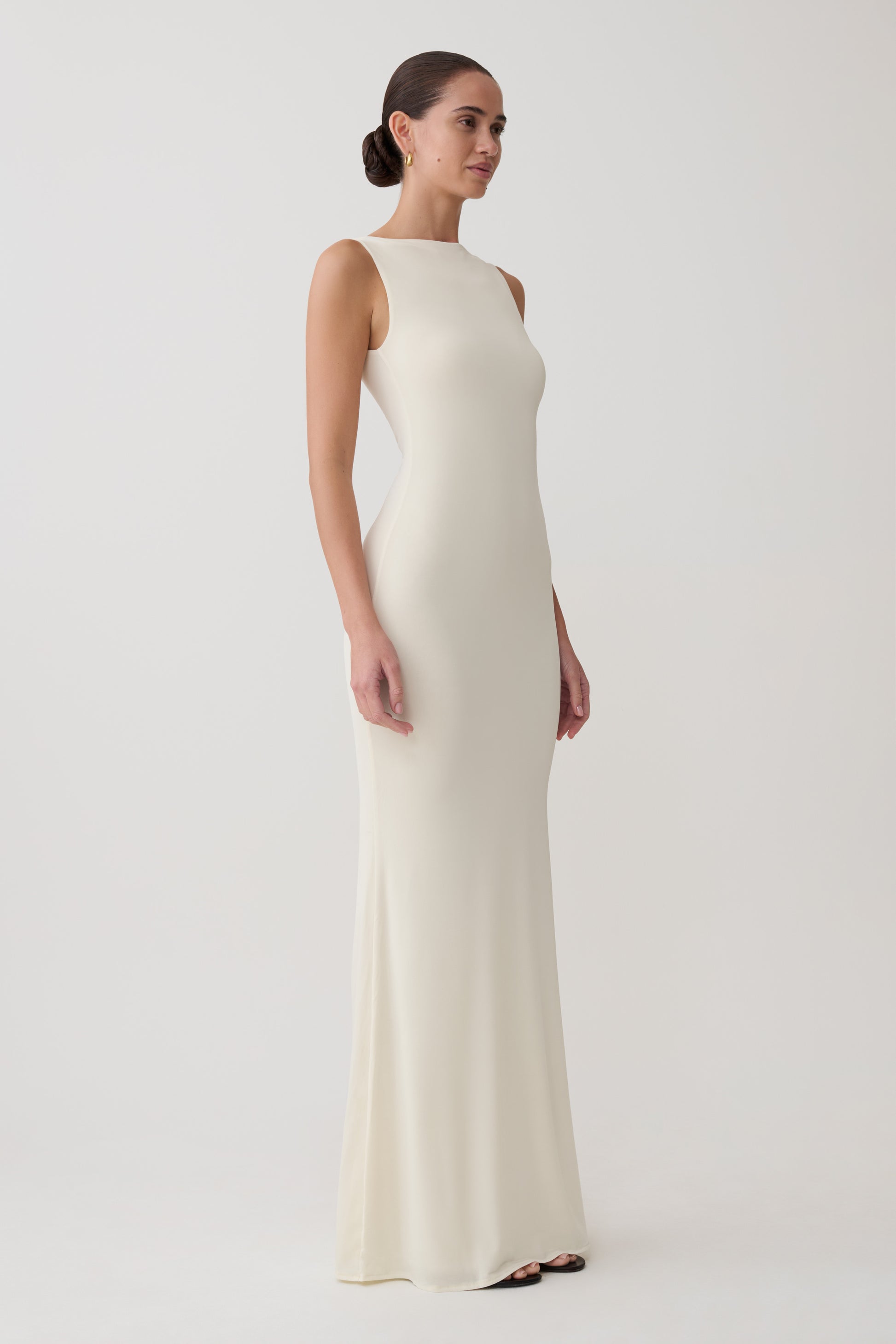 Tarna Sleeveless Slinky Maxi Dress - Bone #3