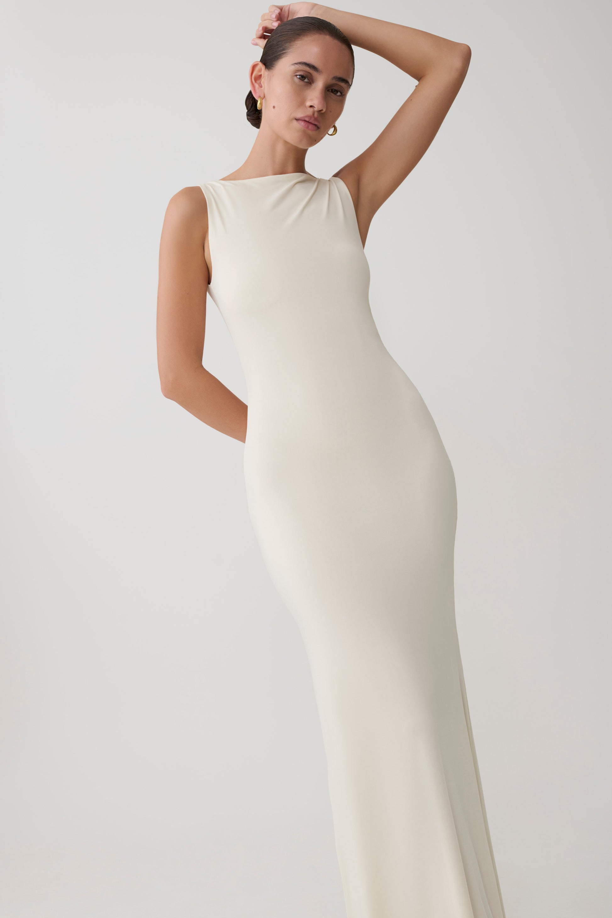 Tarna Sleeveless Slinky Maxi Dress - Bone #6