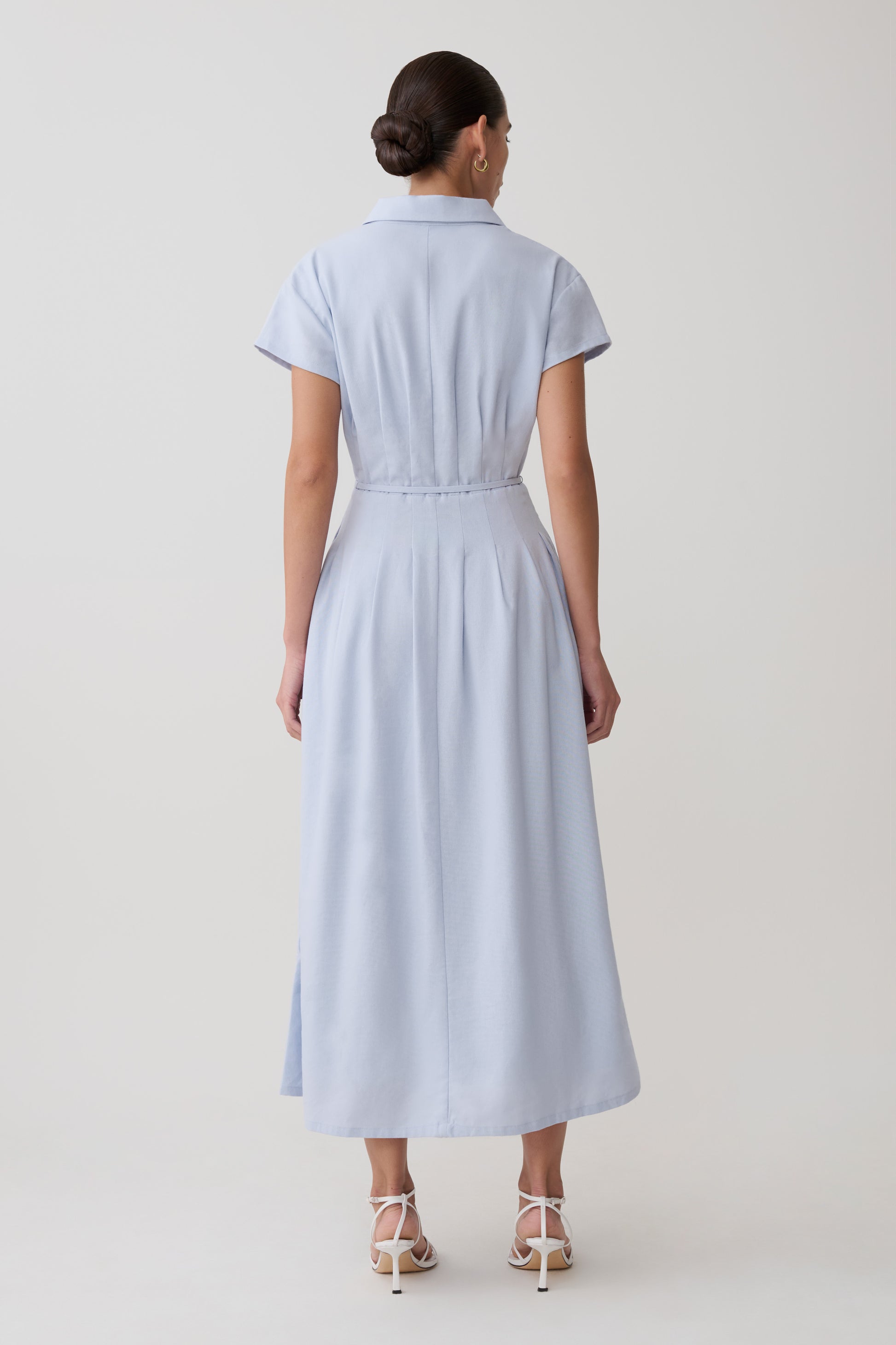 Aysha Buttoned Linen Midi Dress - Cornflower Blue #2