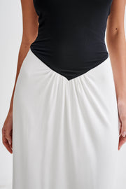 Ruby Contrast Strapless Slinky Maxi Dress - White