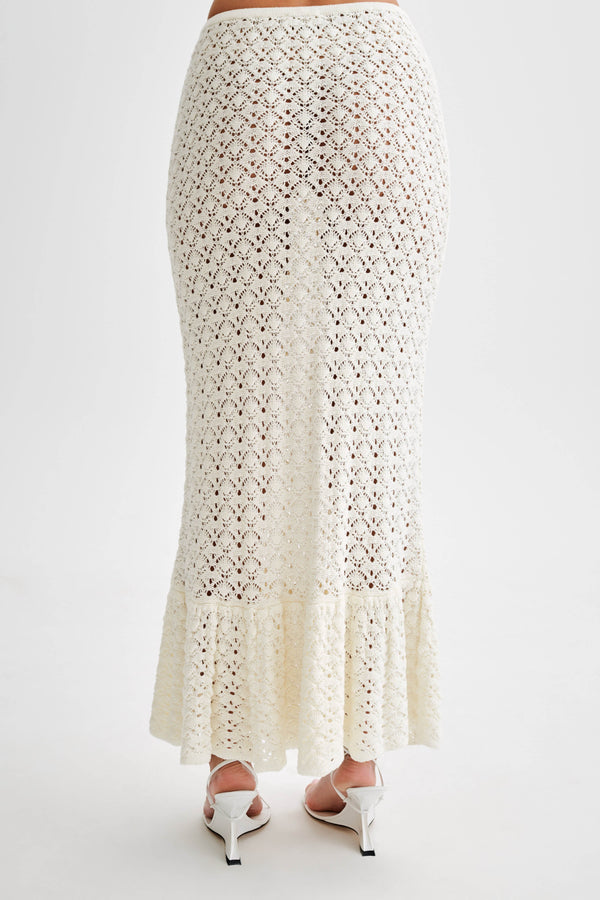 Anais Frill Knit Midi Skirt - Ivory