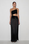 Athena One Shoulder Diamante Maxi Dress - Black
