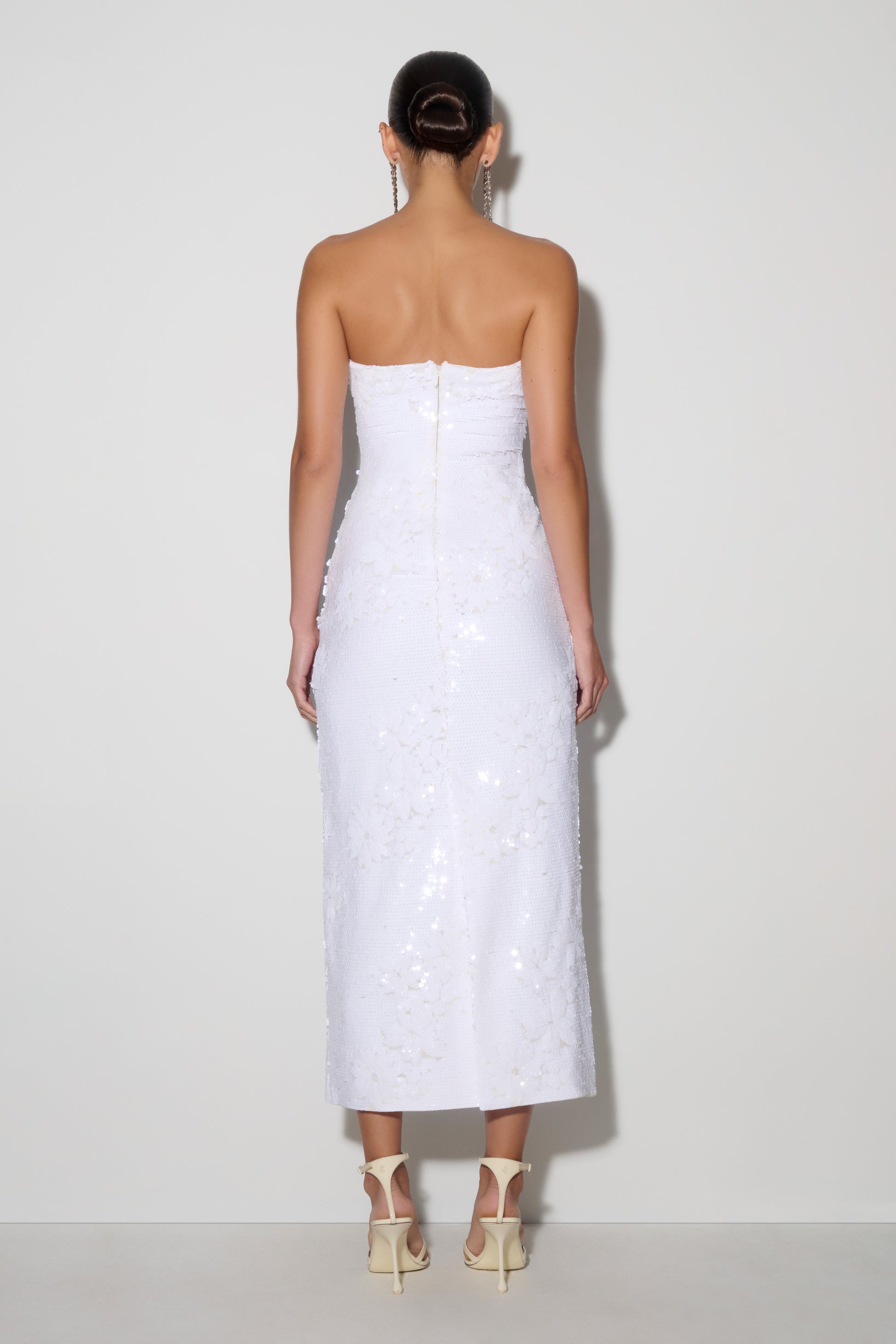 Maisie Strapless Sequin Midi Dress - White #2