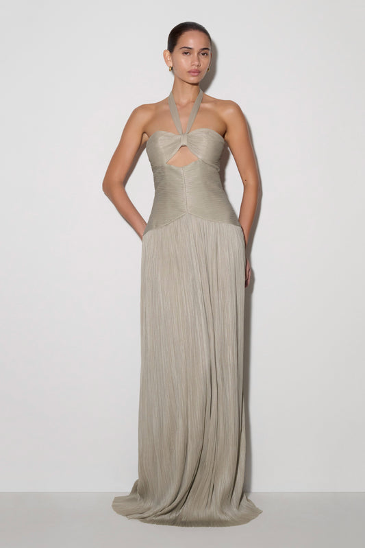 Juliette Pleated Chiffon Maxi Dress - Silver