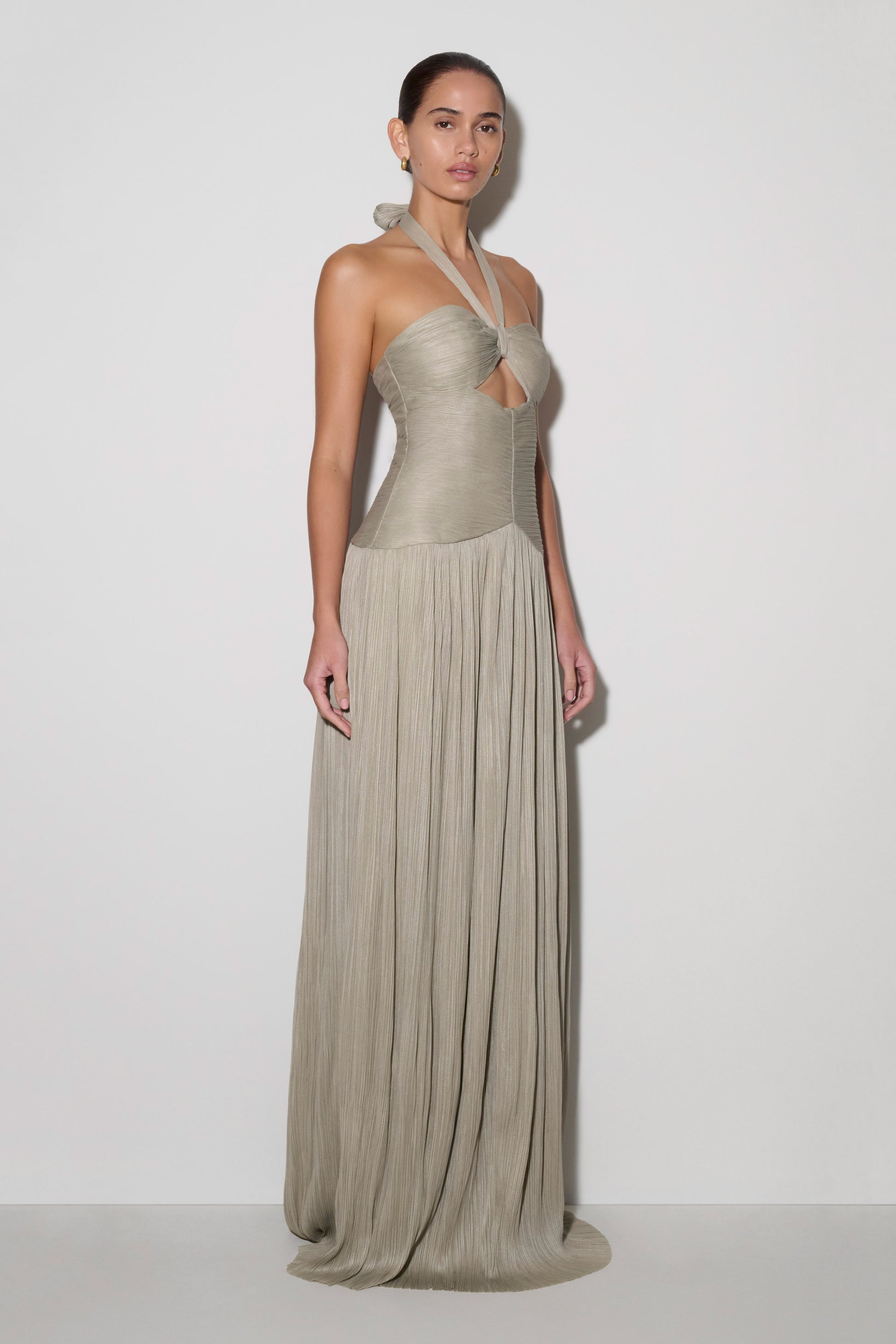 Juliette Pleated Chiffon Maxi Dress - Silver | MESHKI