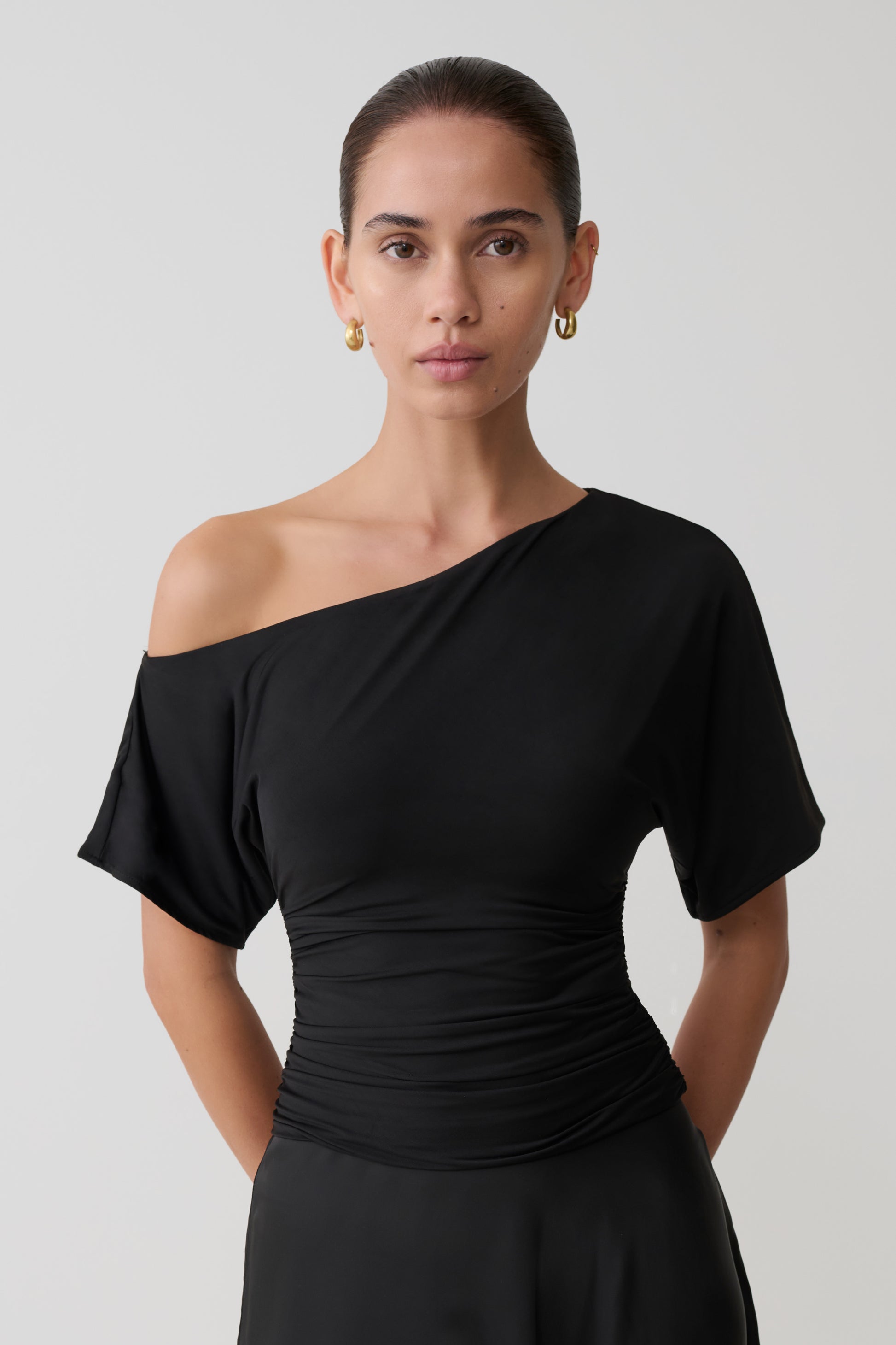 Luu Off Shoulder Slinky Top - Black #7