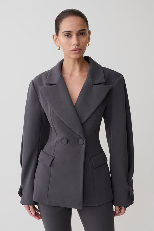 Wesley Structured Blazer - Charcoal Shadow