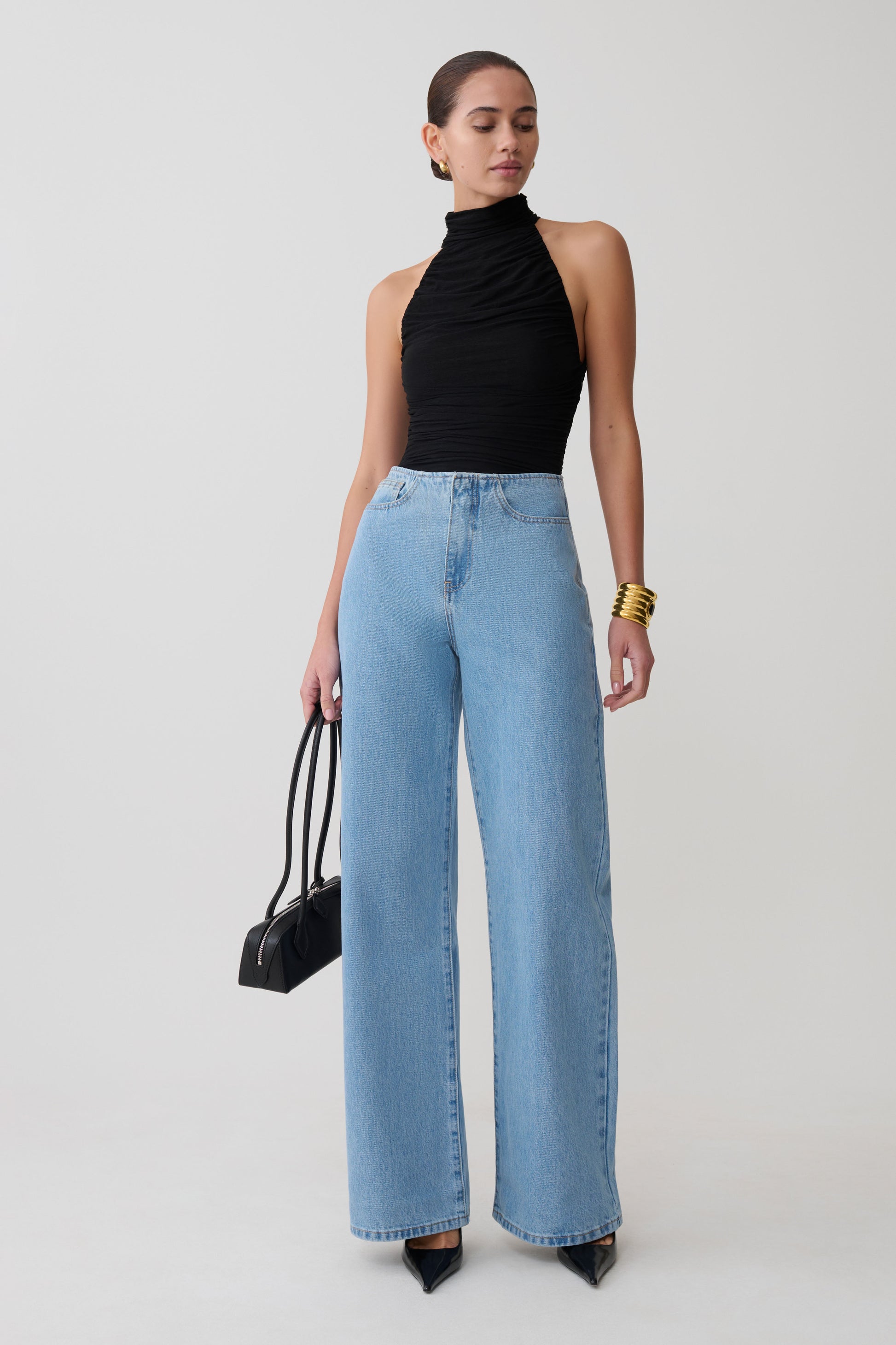 Matilda Ruched Mesh Bodysuit - Black #5