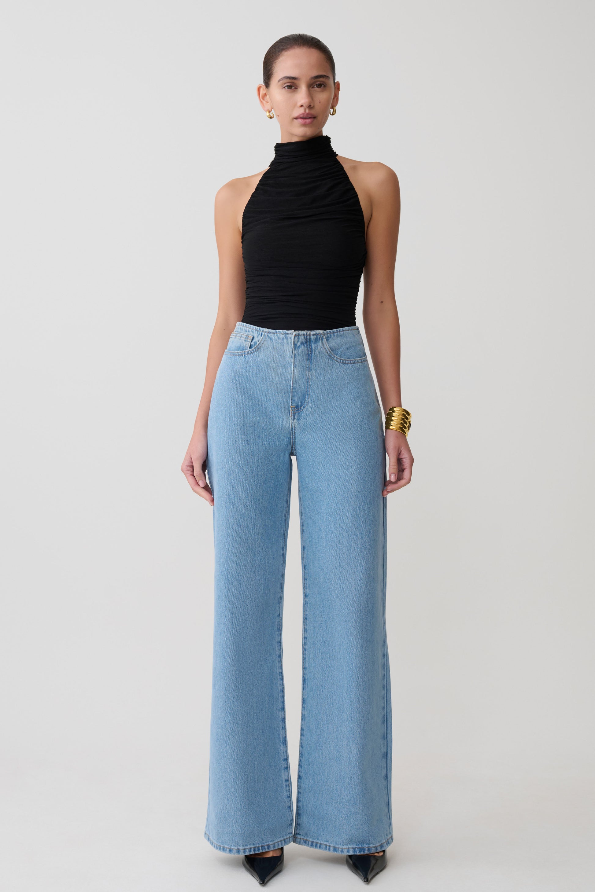 Matilda Ruched Mesh Bodysuit - Black #4