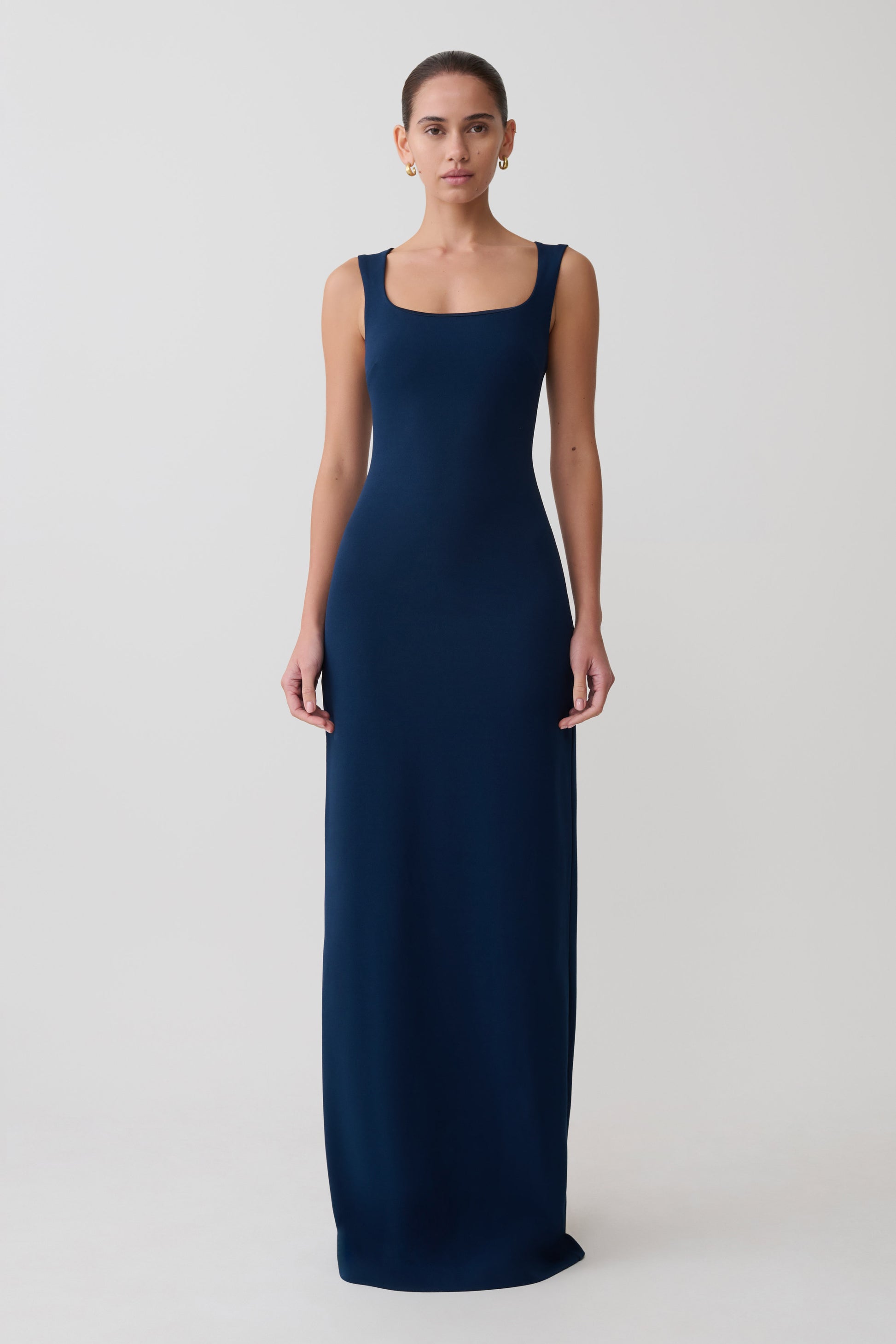 Rhea Detachable Cape Jersey Maxi Dress - Navy #10