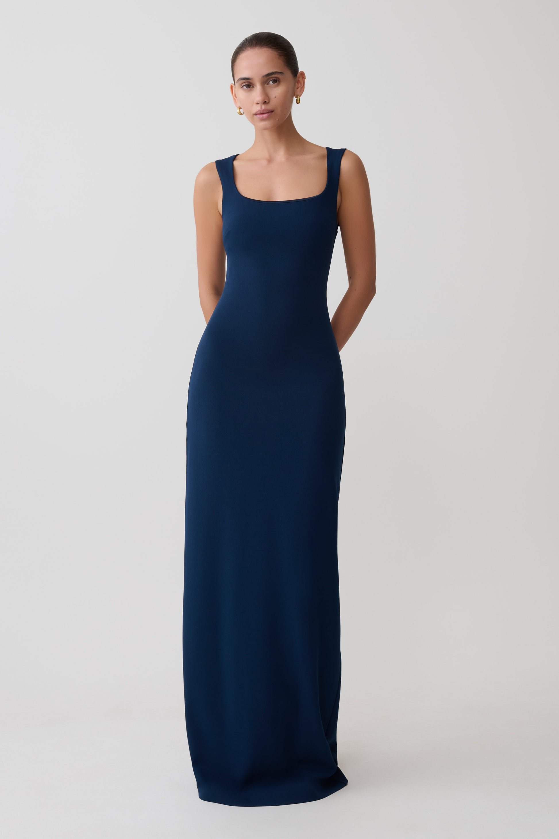 Rhea Detachable Cape Jersey Maxi Dress - Navy #4