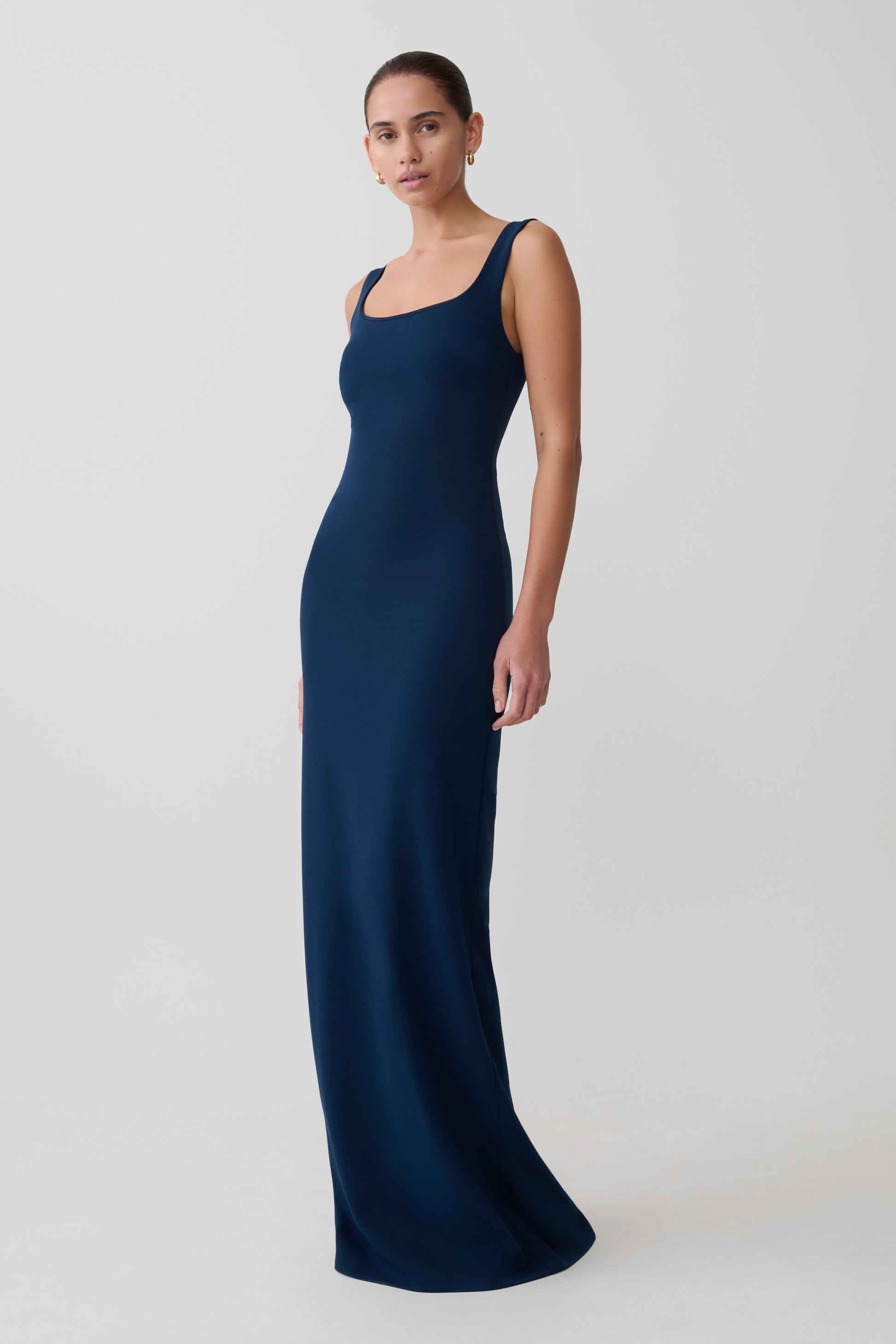 Rhea Detachable Cape Jersey Maxi Dress - Navy #6
