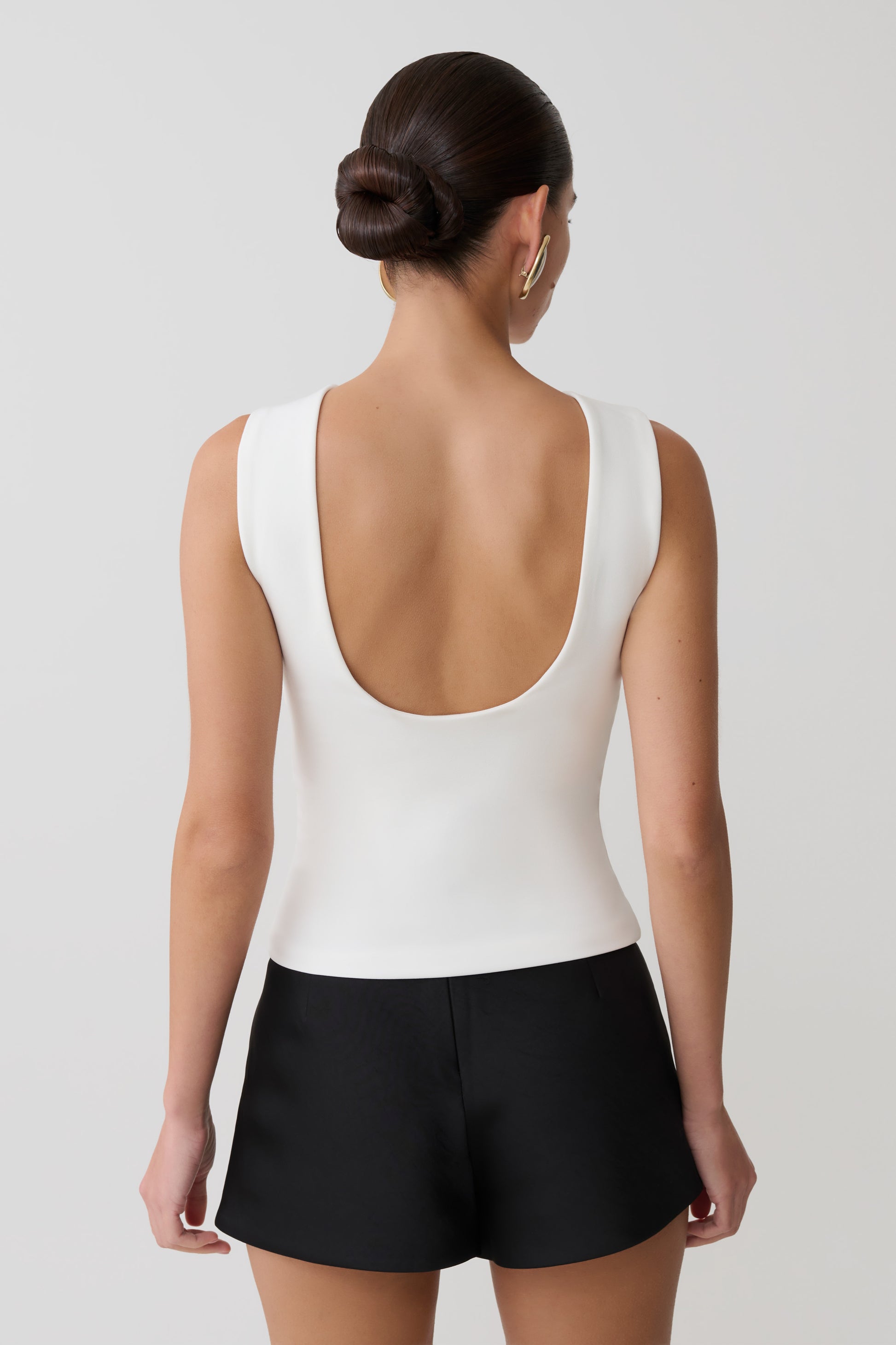 Kyra Open Back Scuba Crepe Top - White #2