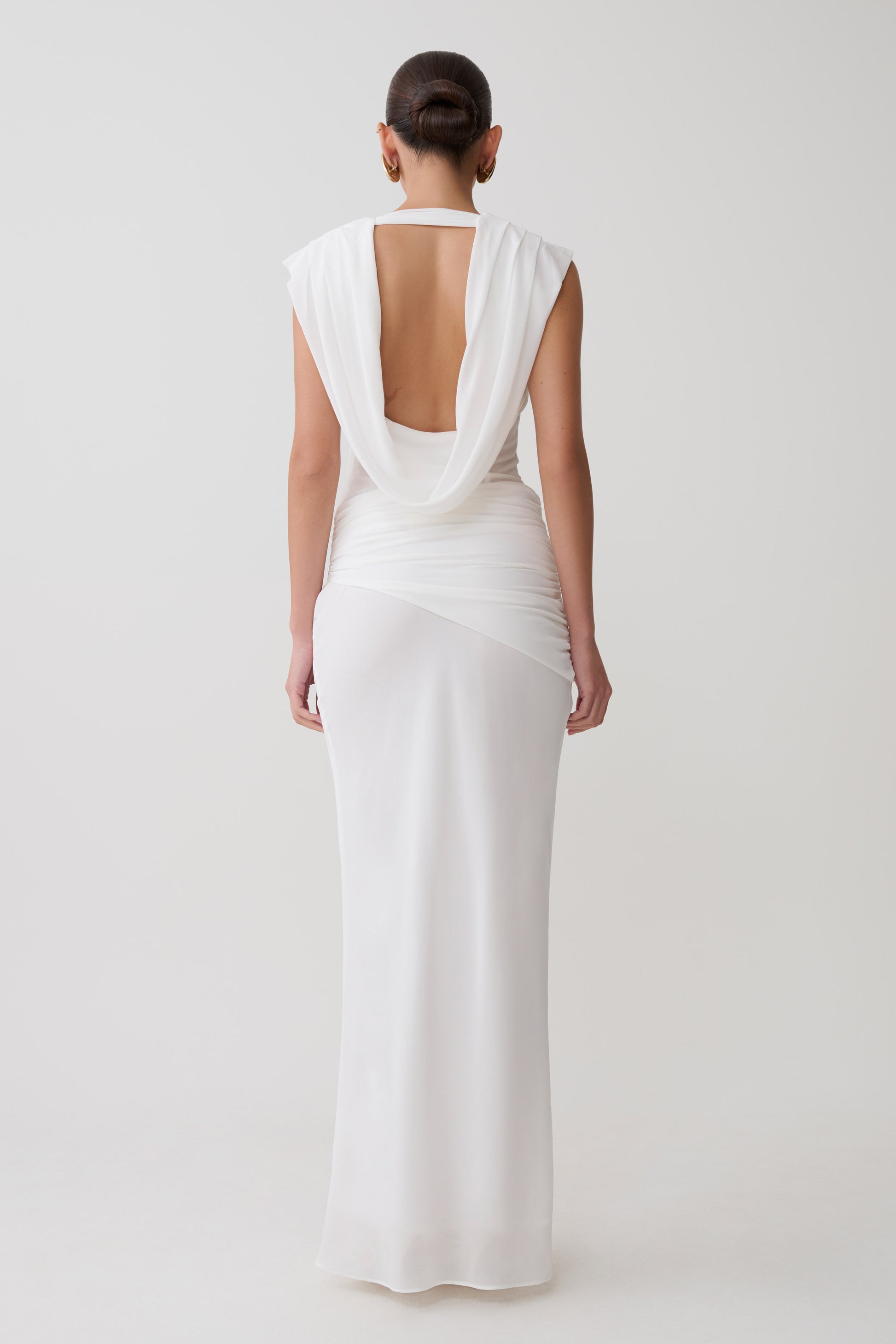 Giulia Chiffon Draped Maxi Dress - White #2