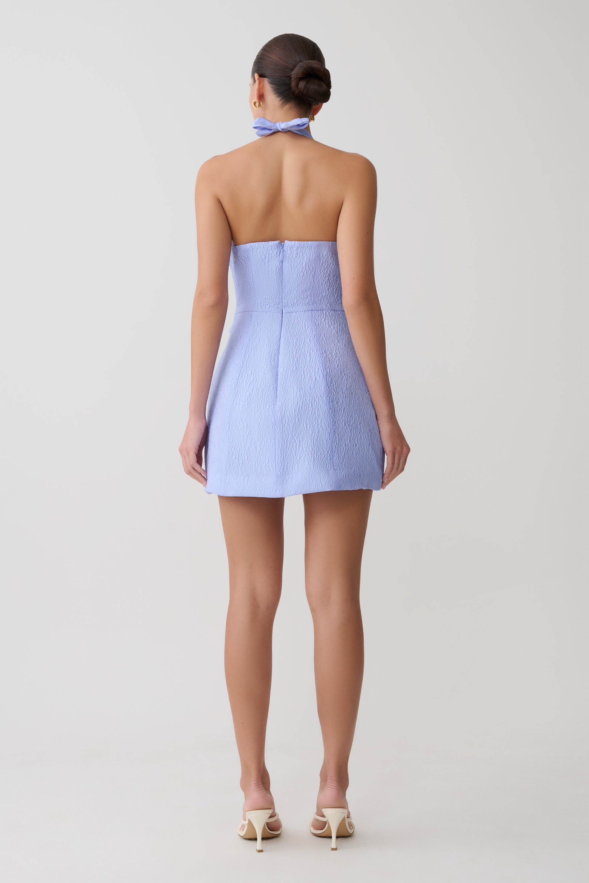 Ella Bow Detail Halter Mini Dress - Periwinkle Blue #2