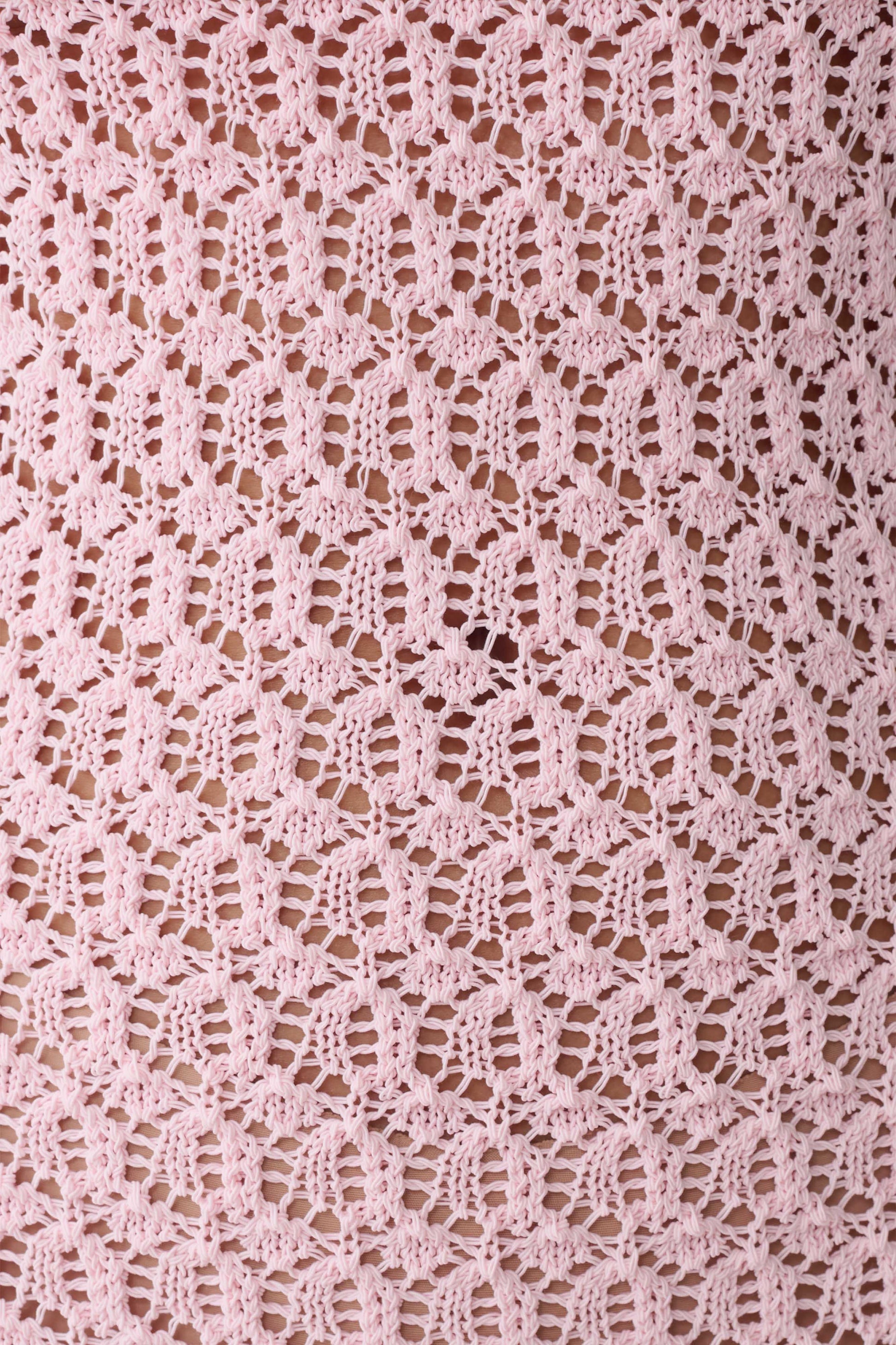 Carrisa Crochet Knit Mini Dress - Baby Pink #5