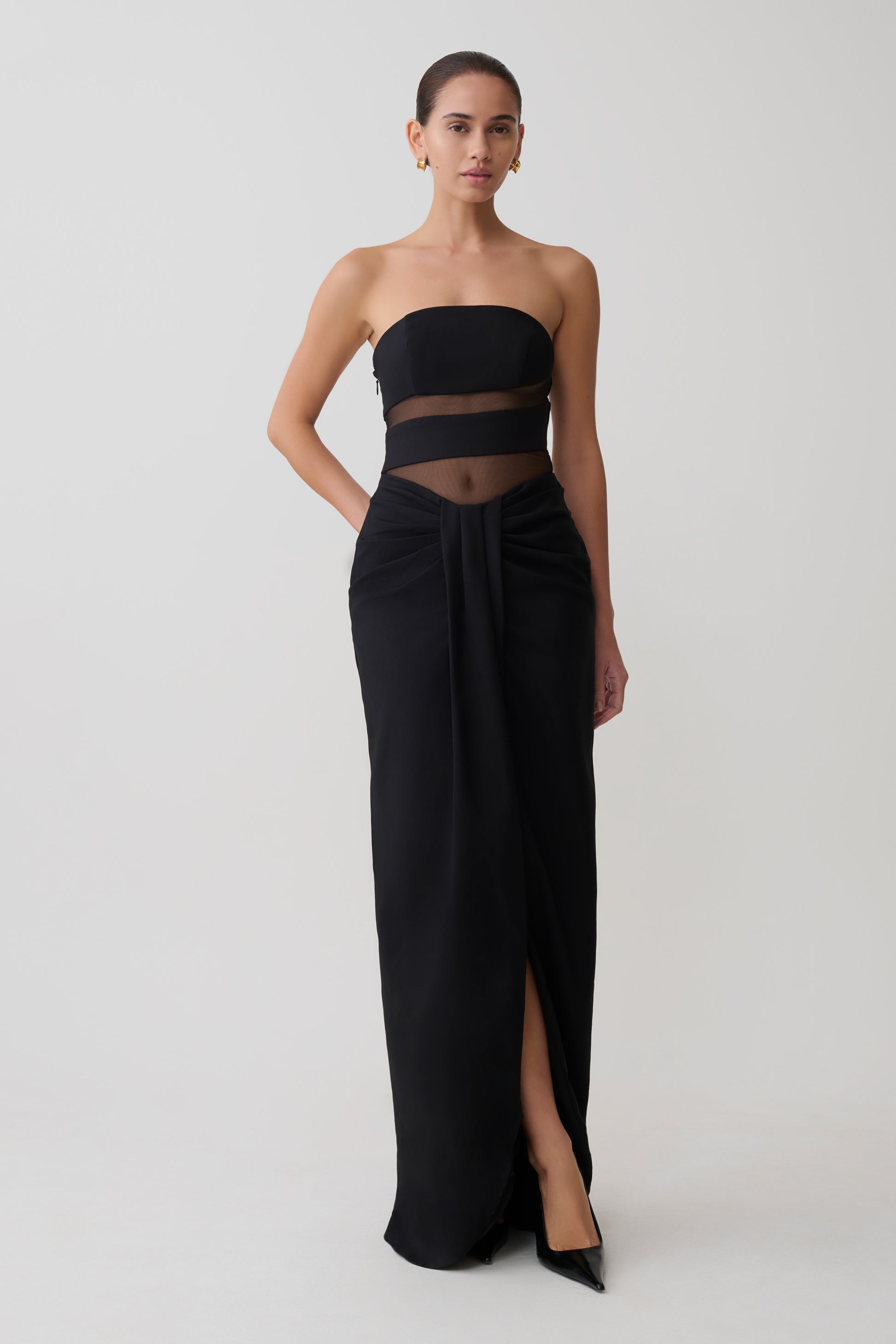 Paulina Cut Out Strapless Maxi Dress - Black #5