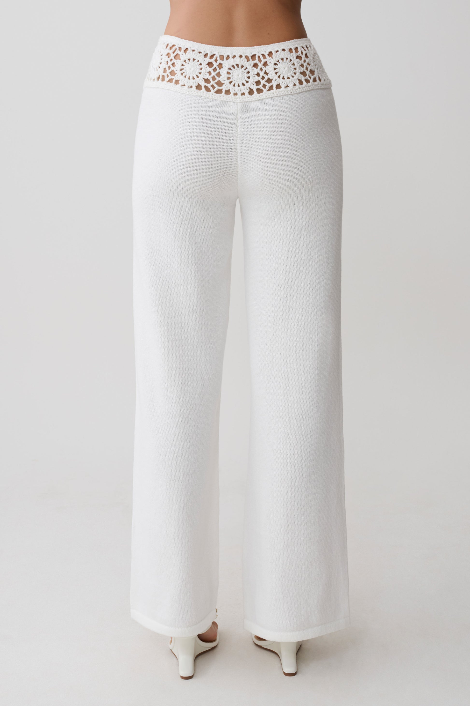 Miley Crochet Waistband Straight Leg Pant - Ivory #2
