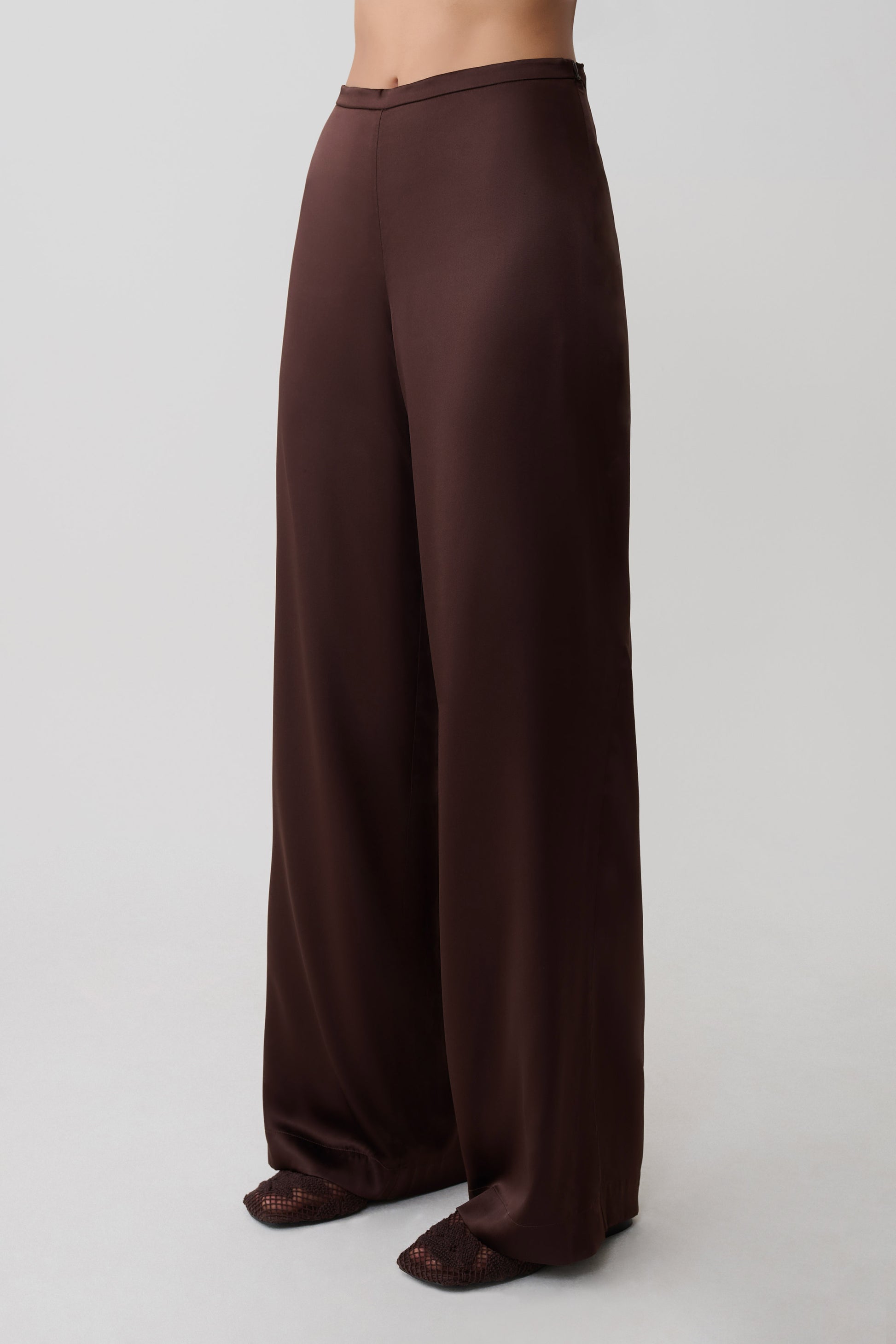 Kayla Silk Blend Straight Leg Pants - Dark Chocolate #6
