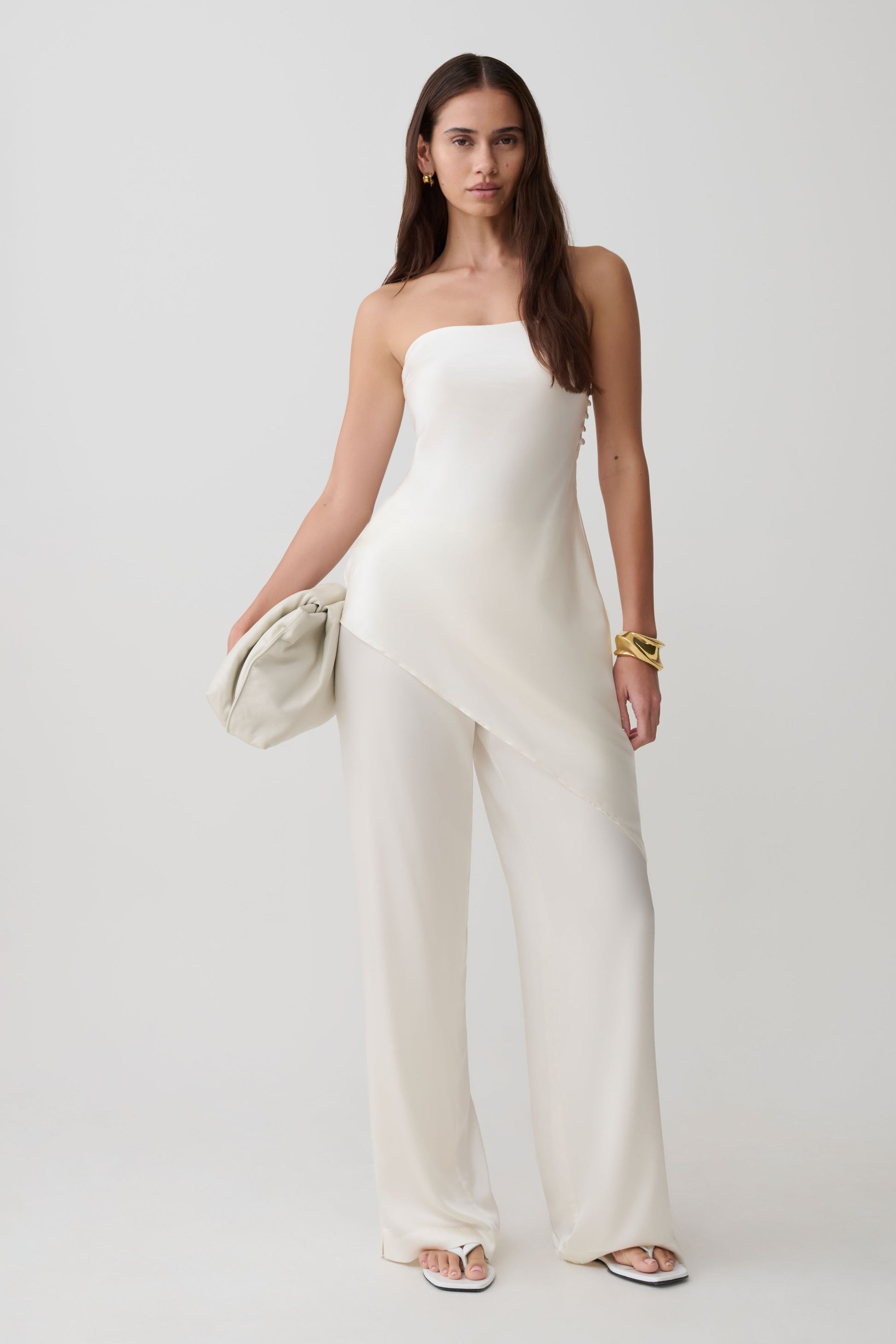 Kayla Silk Blend Straight Leg Pants - Ivory #8