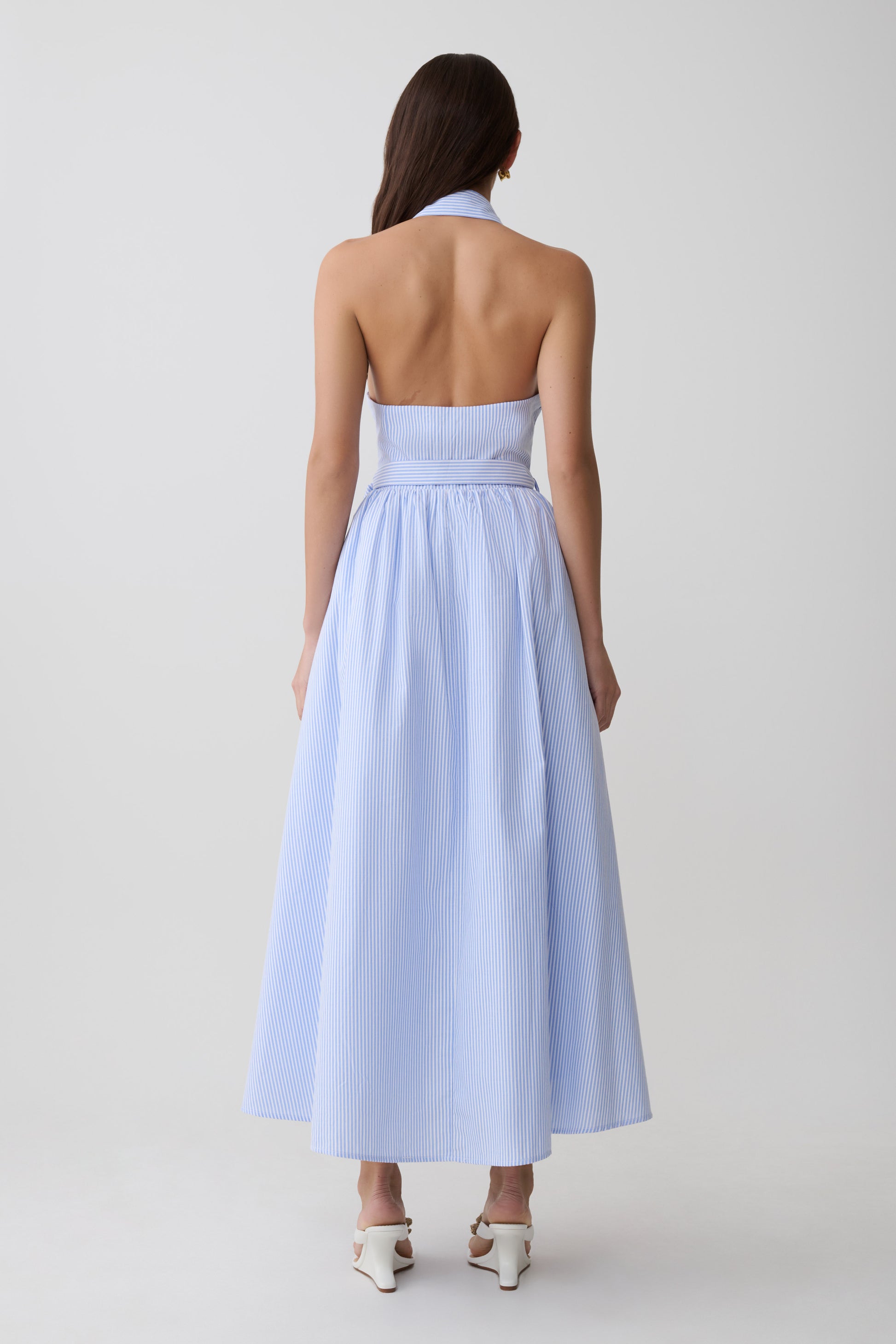 Cindy Collared Midi Dress - Blue Pinstripe #2