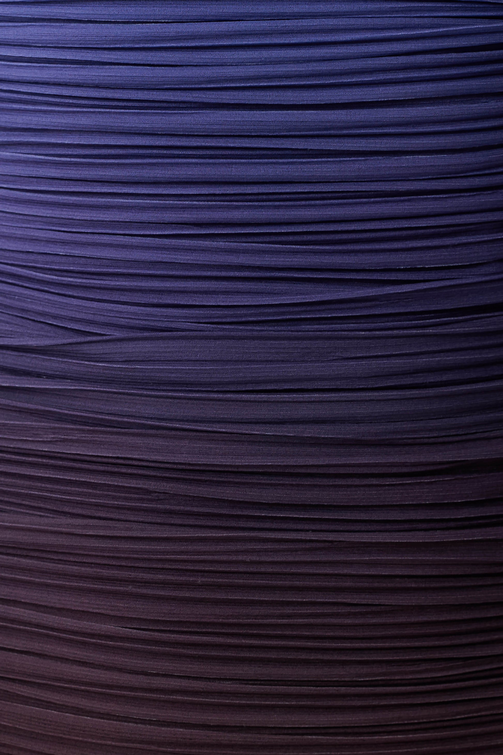Azizi Pleated Halter Midi Dress - Chocolate & Blue Ombre Print #5