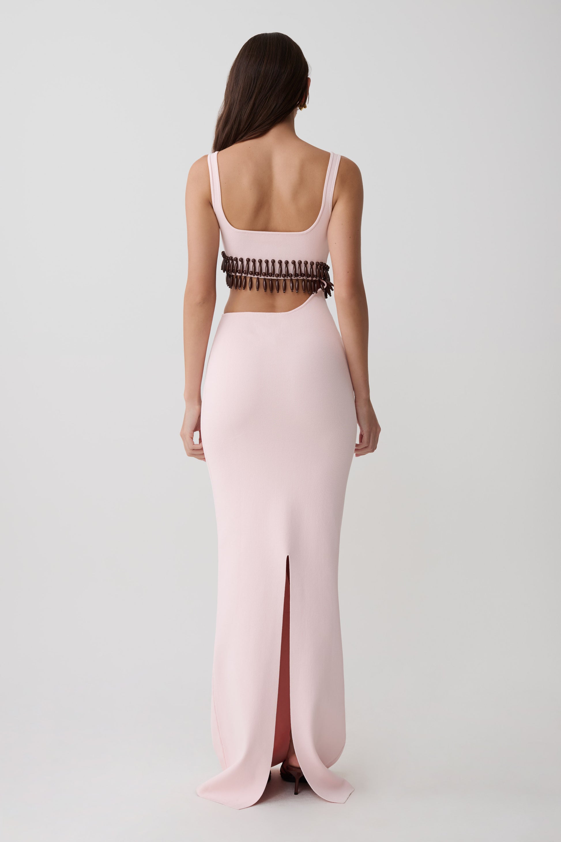 Ruvic Knit Maxi Beaded Dress - Baby Pink #2