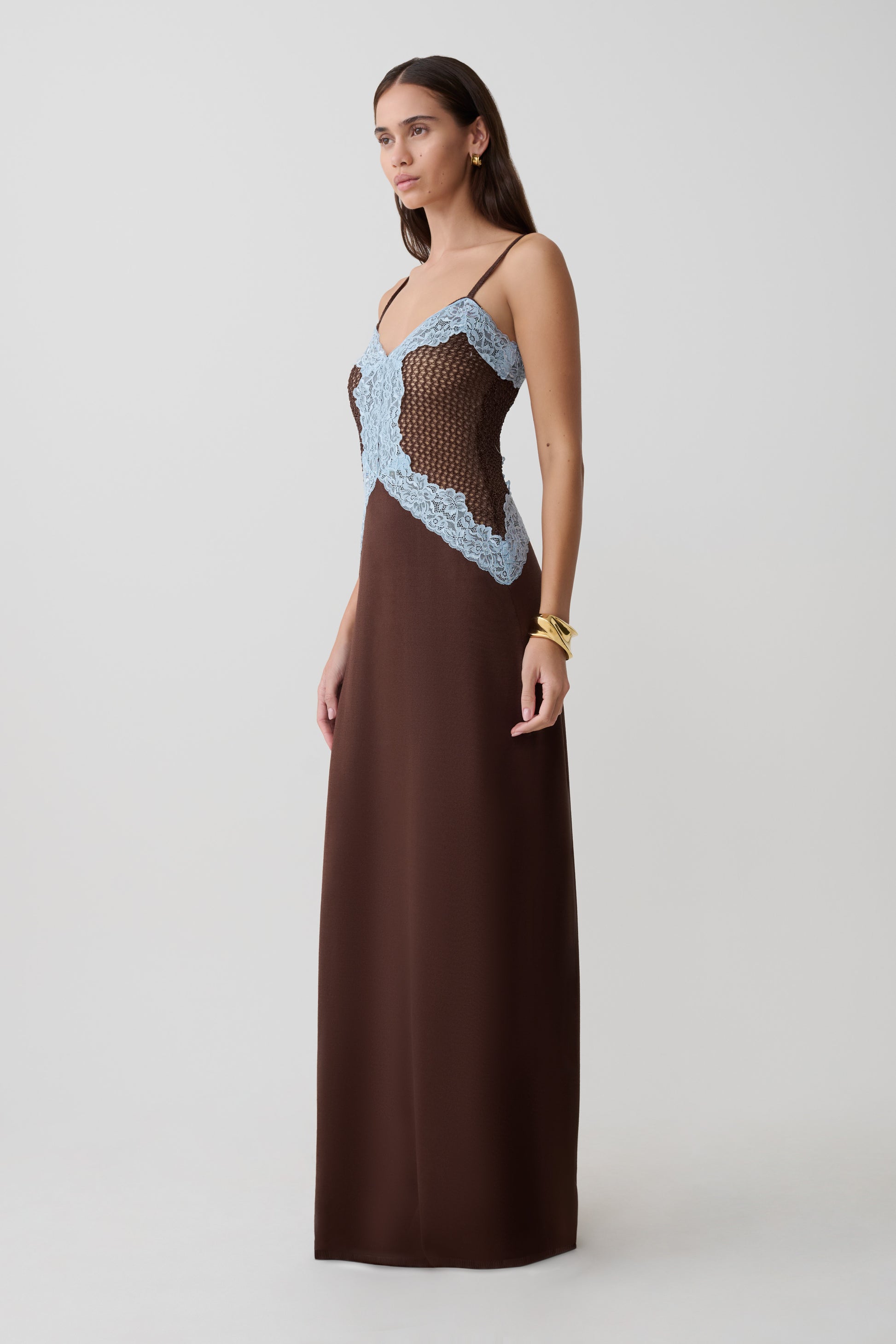 Bray Knit & Lace Maxi Dress - Chocolate/Blue #4