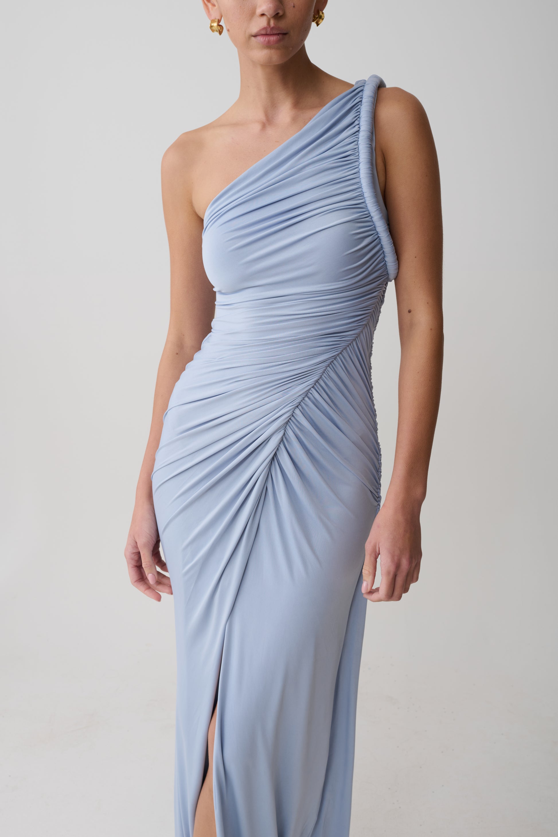 Ryn Twisted One Shoulder Maxi Dress - Sky Blue #5