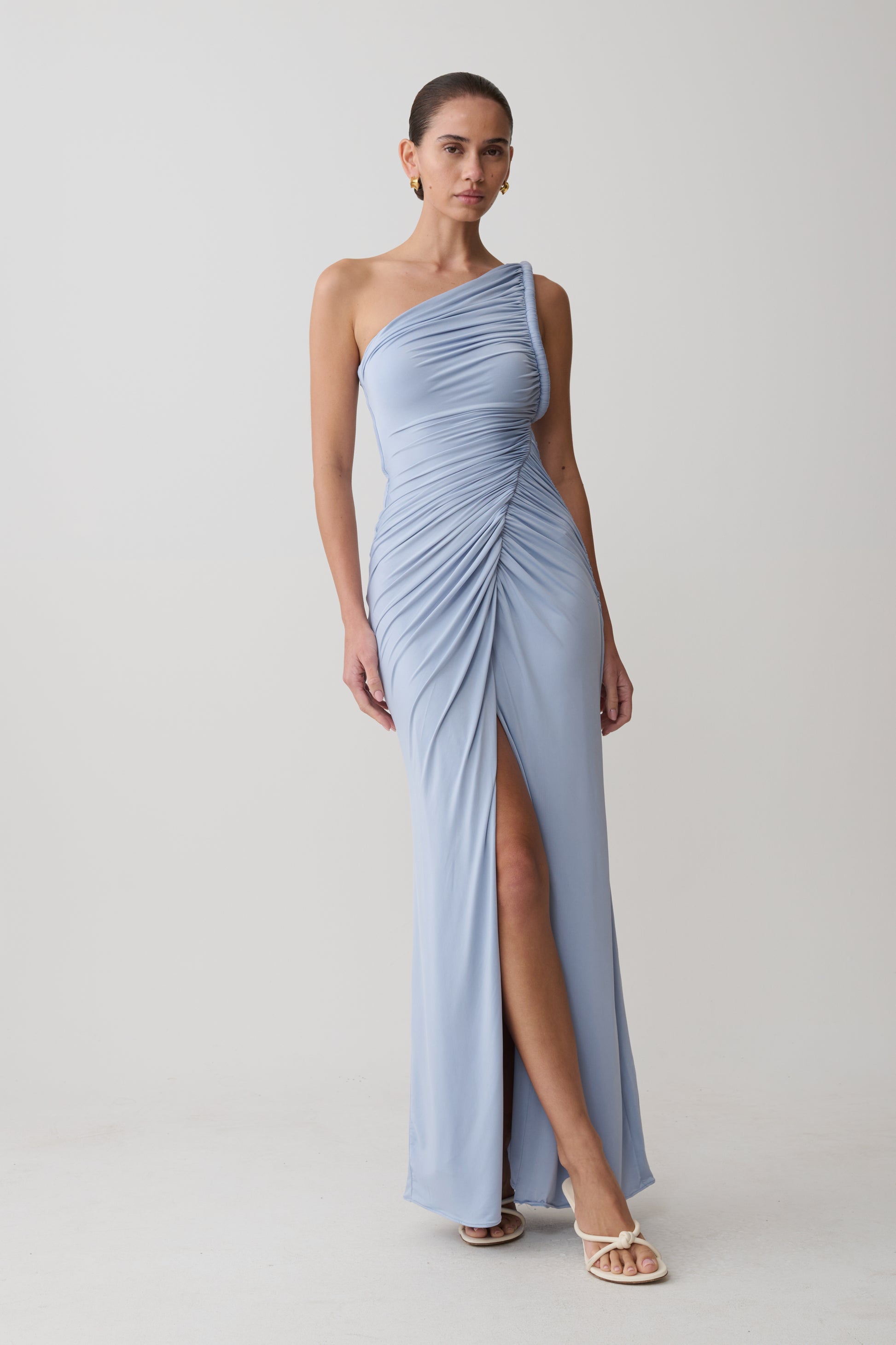Ryn Twisted One Shoulder Maxi Dress - Sky Blue #4