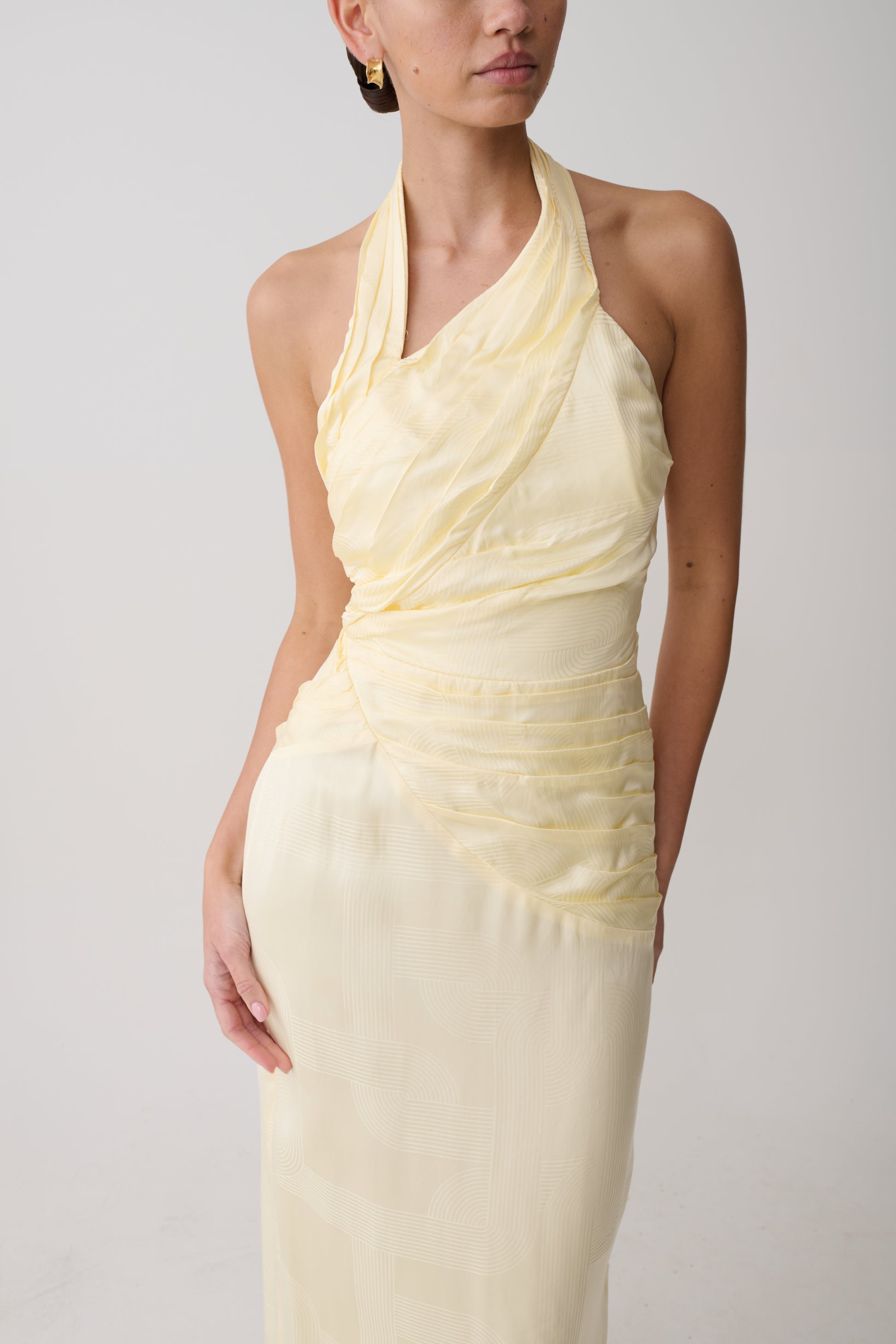 Chiara Halter Satin Maxi Dress - Buttermilk #6
