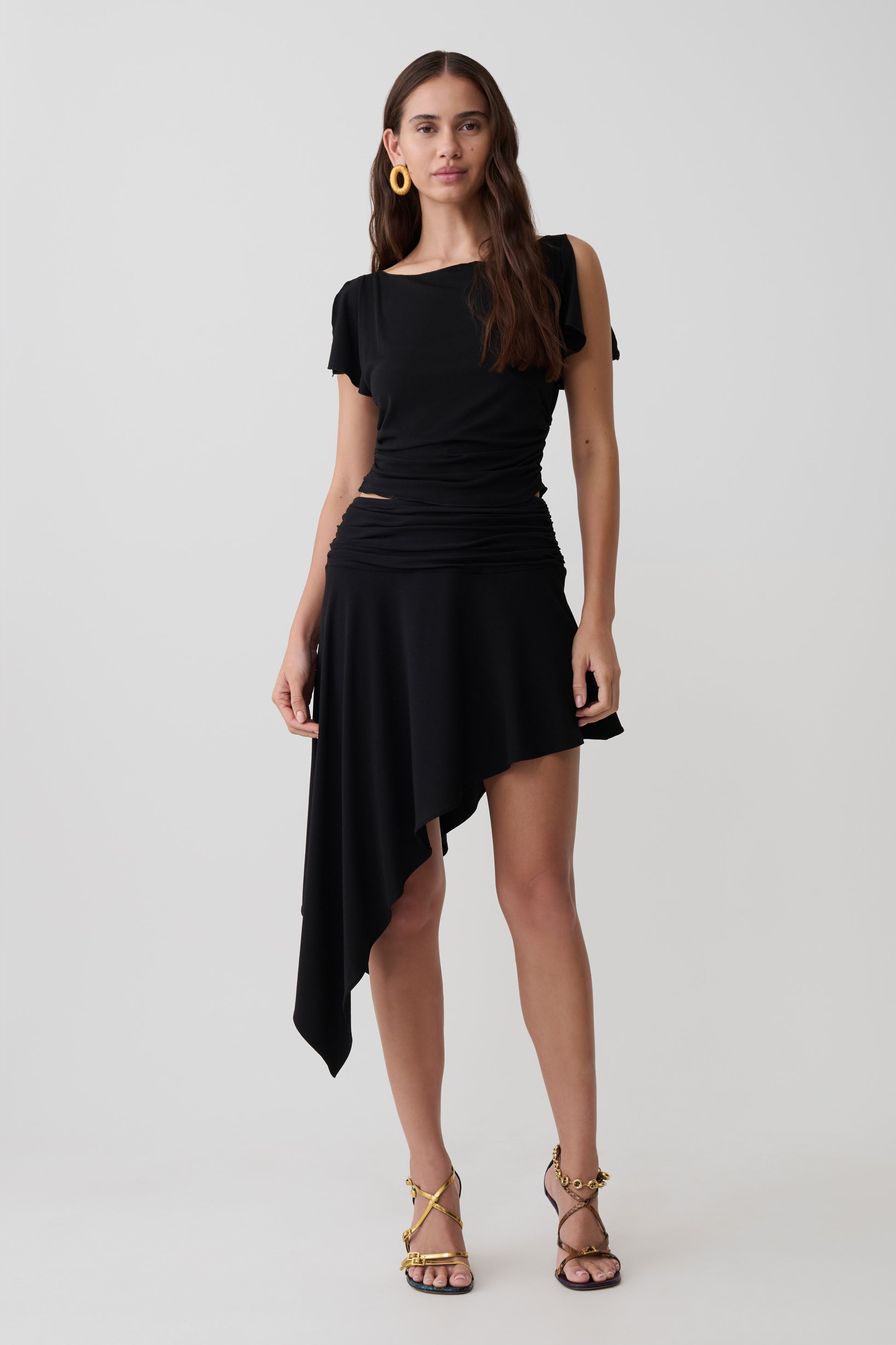 Talise Modal Flounce Short Sleeve Top - Black #6