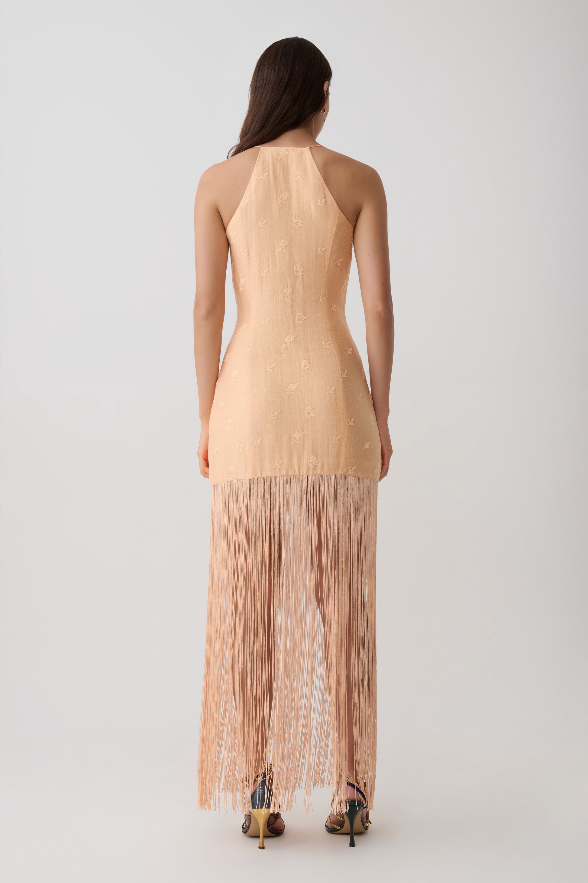 Abigail V Neck Fringe Maxi Dress - Orange #2