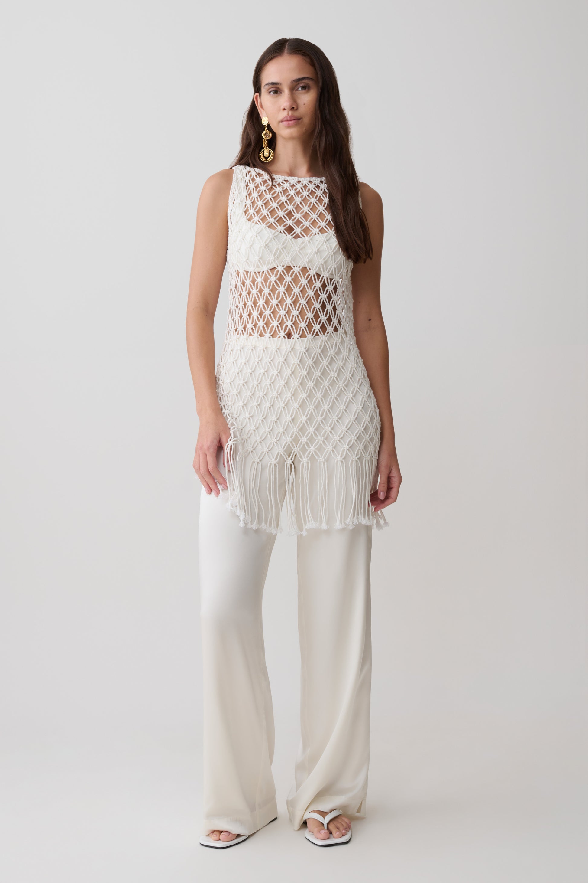 Devlin Macrame Tassel Mini Dress - Ivory #6