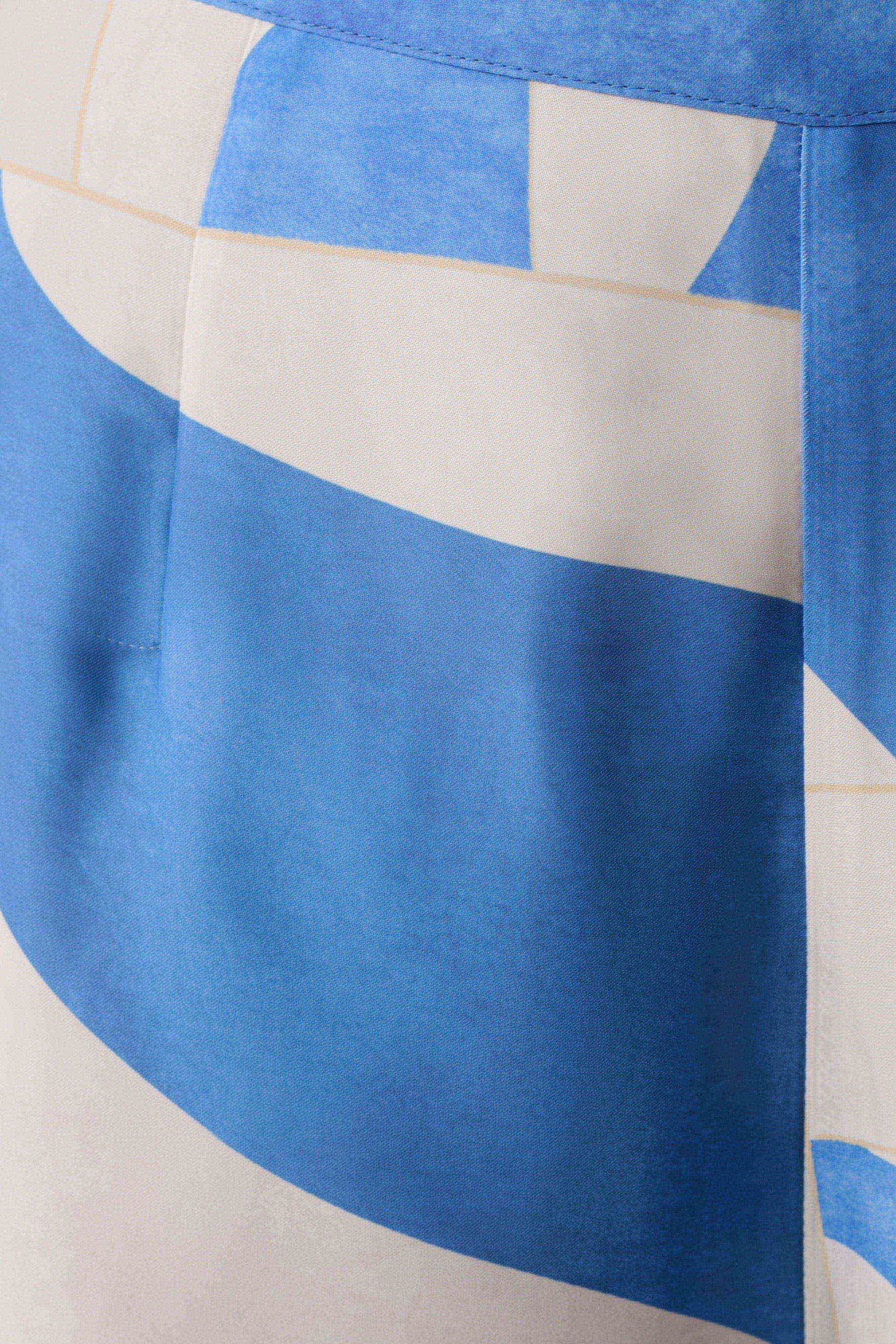 Rachel Satin Straight Leg Pants - Blue Geo Tile Print #6