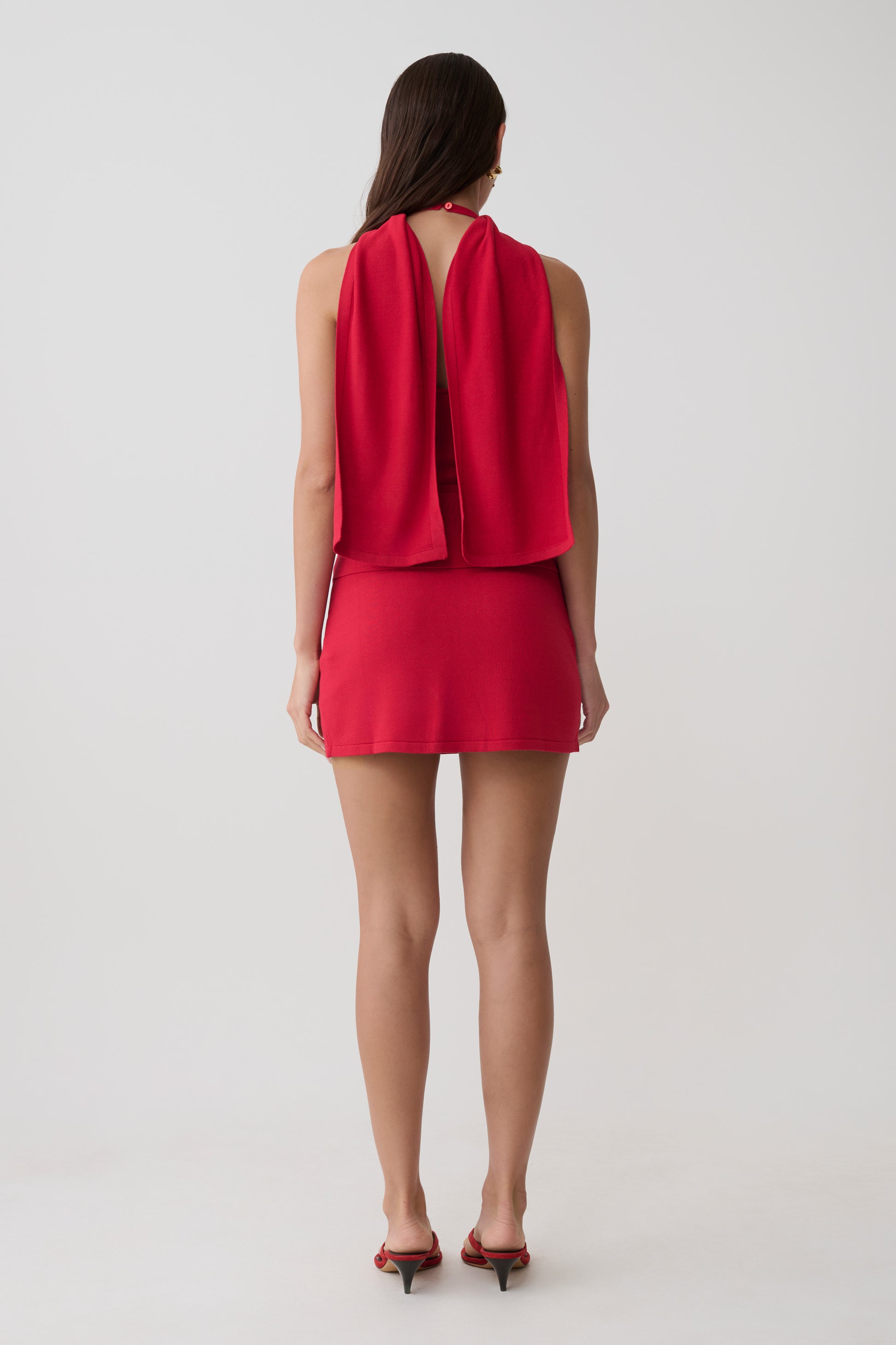 Misty Mid Rise Knit Mini Skirt - Red #5