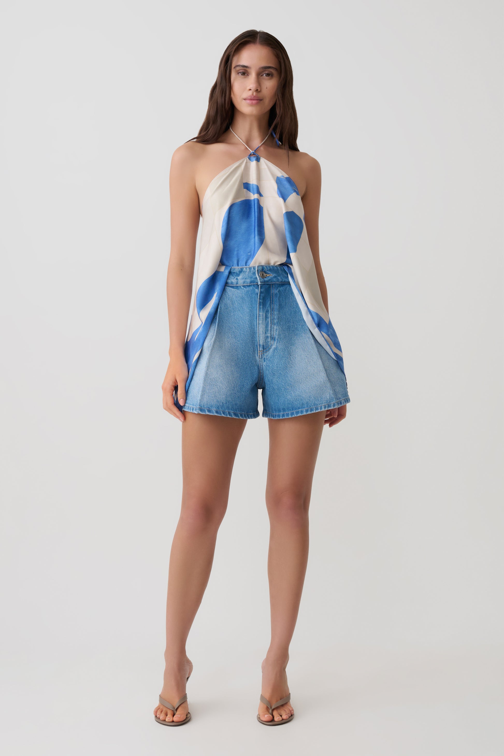 Jace A-Line Denim Shorts - Summer Blue #4