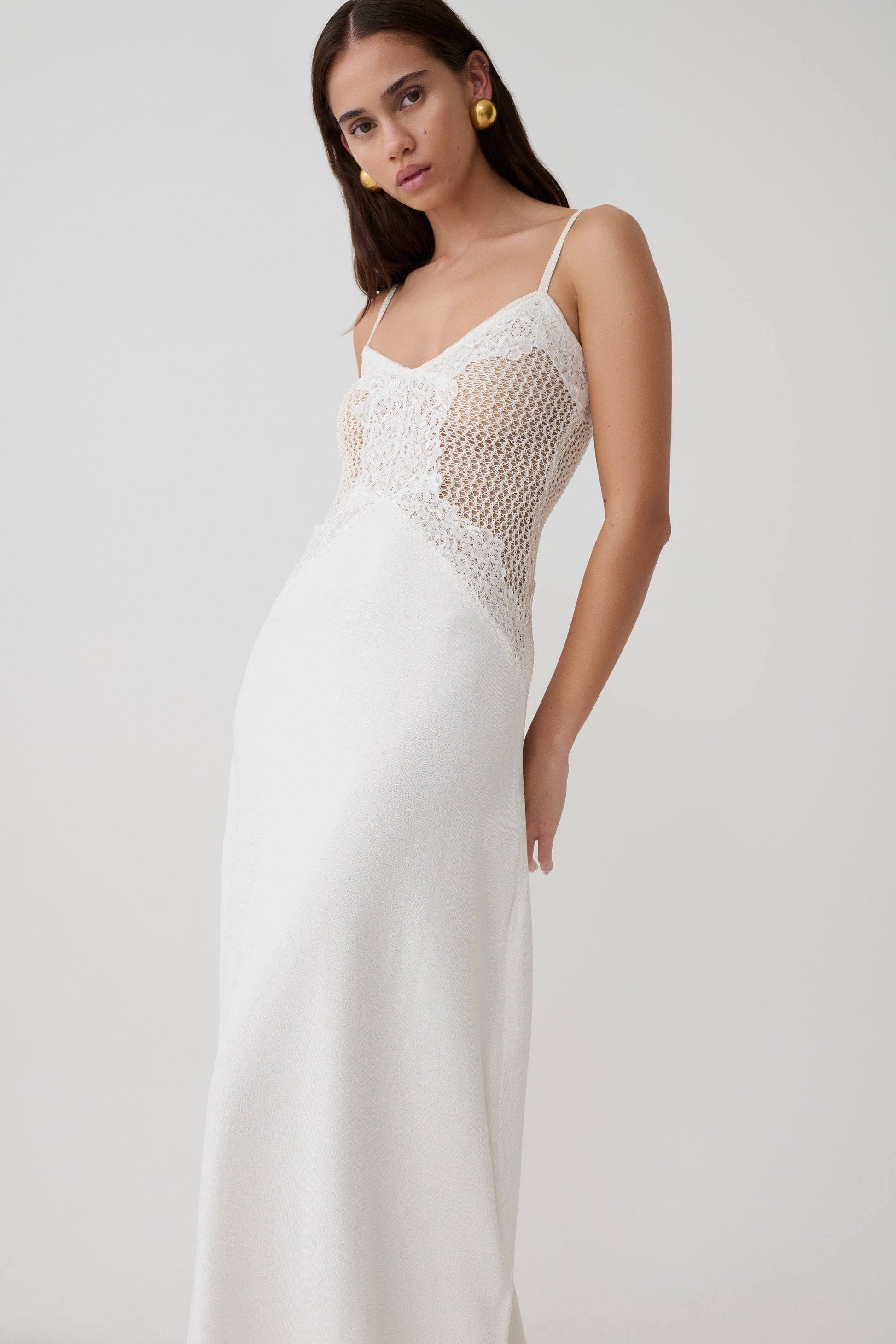 Bray Knit & Lace Maxi Dress - Ivory #5