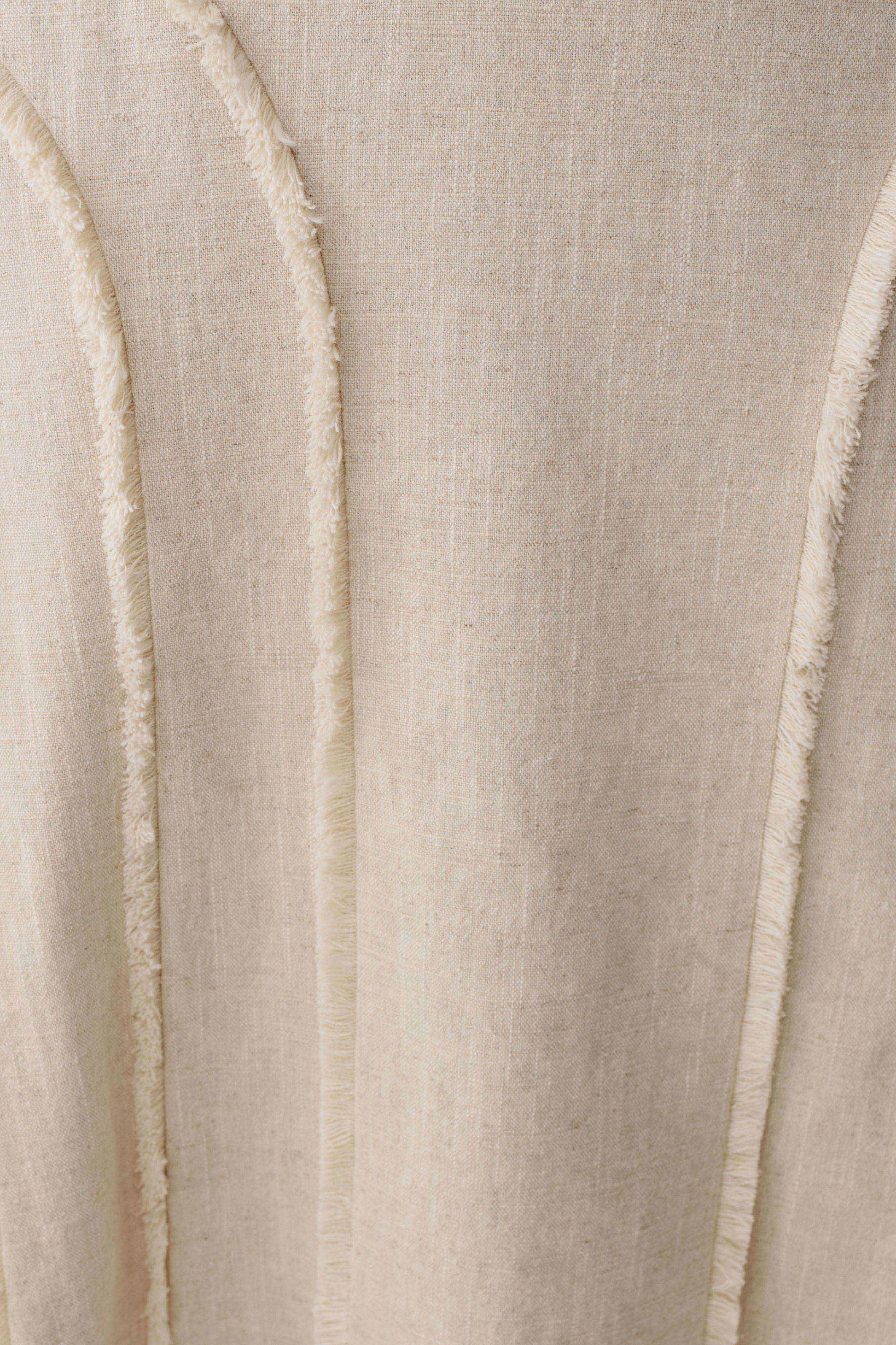 Annie Linen Frayed Midi Skirt - Natural #7