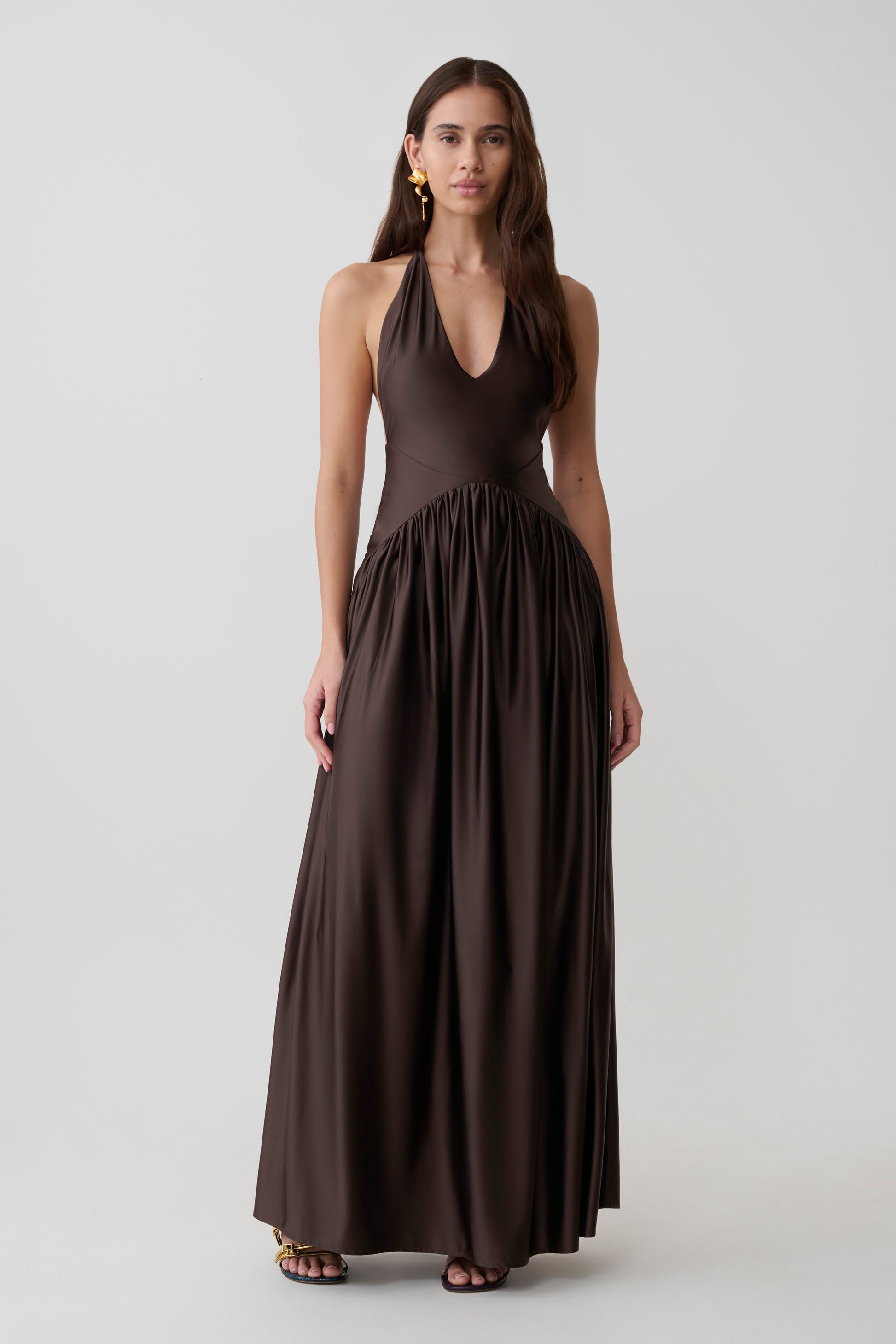 Cypress Halter Maxi Dress - Chocolate #2
