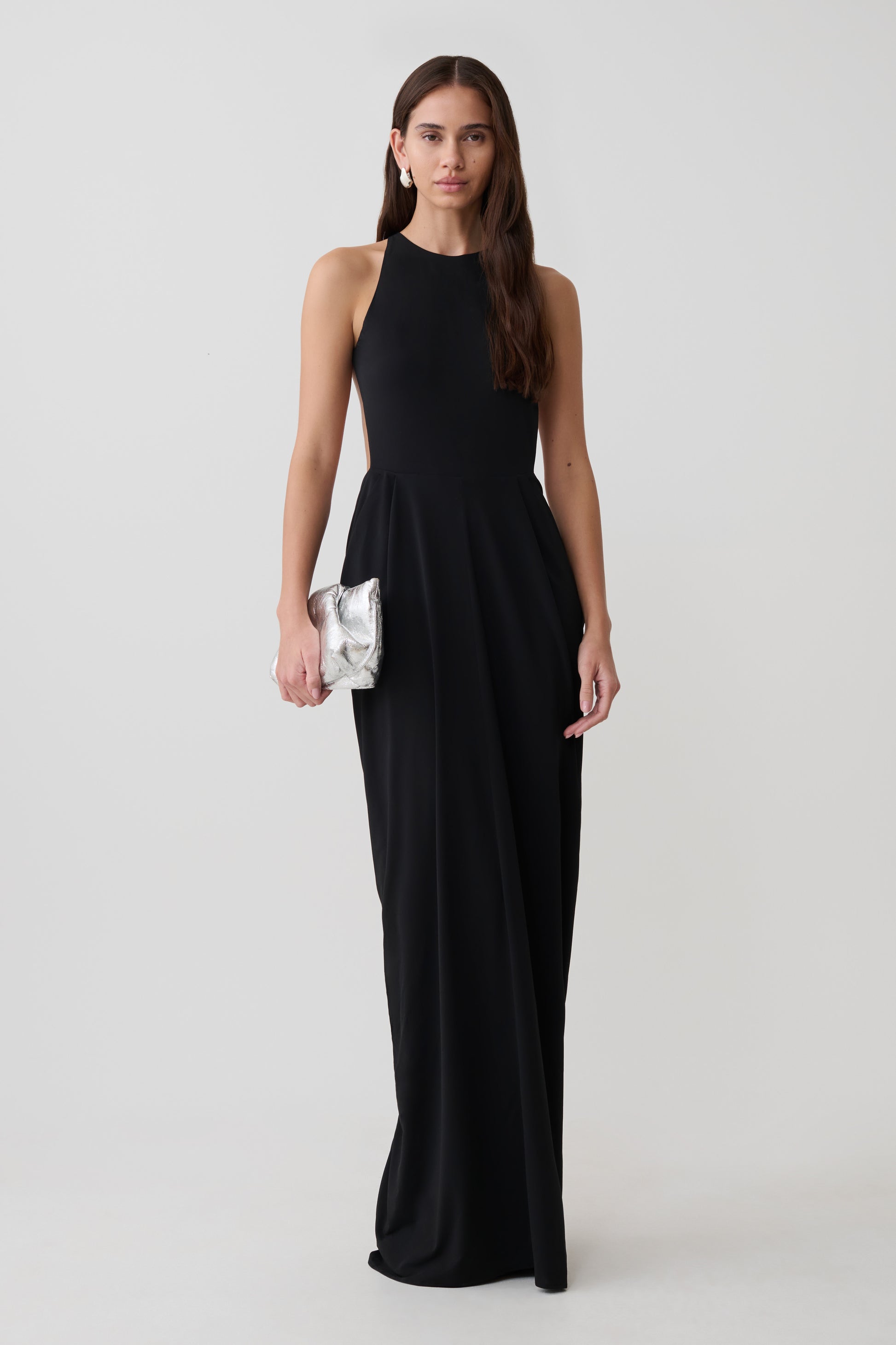 Bahari Low Back Halter Maxi Dress - Black #4